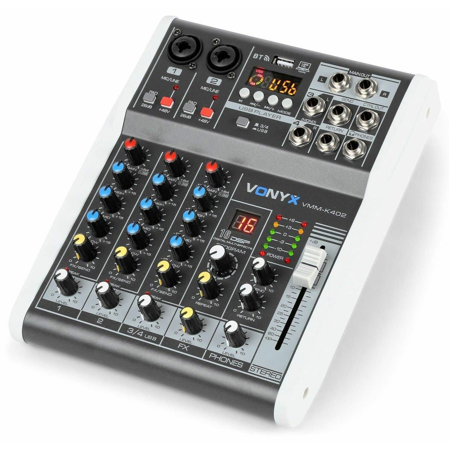 Vonyx VMM-K402 4-Kanal-Mischpult mit Bluetooth und Effekten