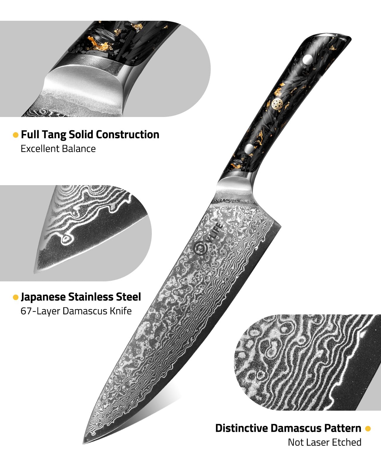 CVLIFE Chef Knife, 8" Damascus Steel Knife with High Carbon 10Cr15Mov Core — Amazon image 4