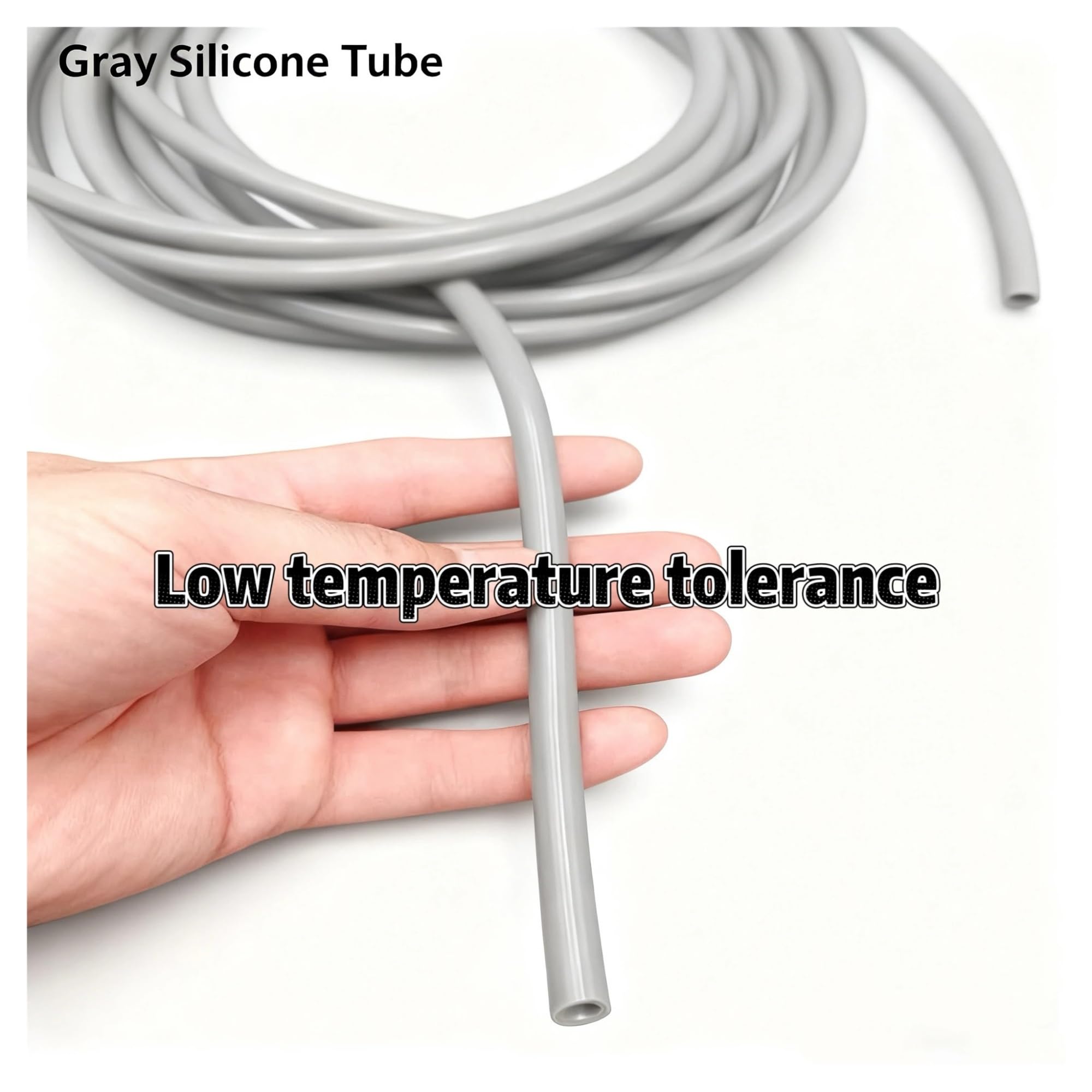 Manguera de caucho silicona Gris Funda protectora | Flexible, resistente al desgaste, transferencia de fluidos, tubería de agua(10M_ID2 X OD5 MM)