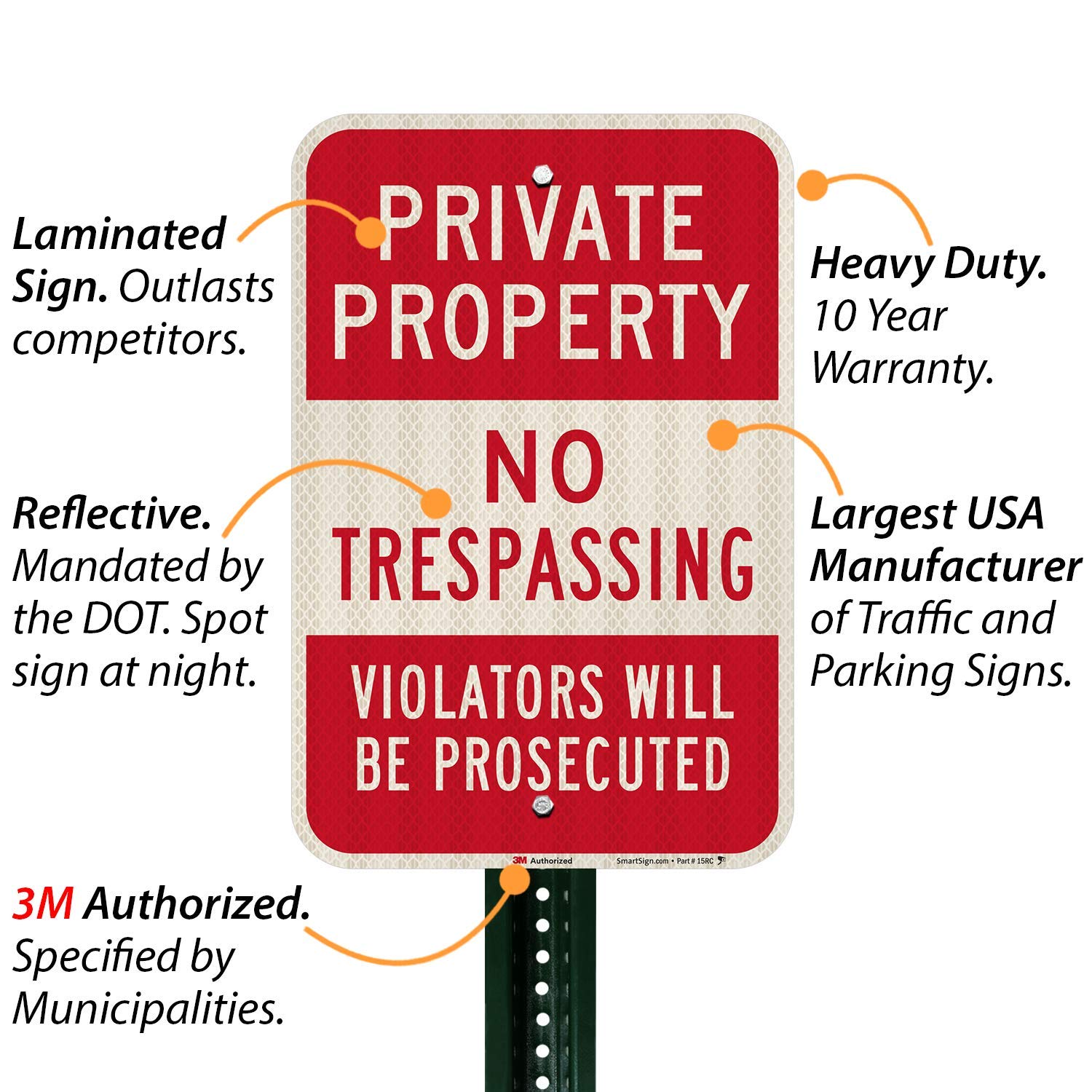 Crazy Deals SmartSign Private Property No Trespassing Sign, Violators Prosecuted Sign, 12 x 18 Inches 3M High Intensity Grade Reflective Aluminum, USA Made Hottest Sale SmartSign Private Property No Trespassing Sign, Violators Prosecuted Sign, 12 x 18 Inches 3M High Intensity Grade Reflective Aluminum, USA Made