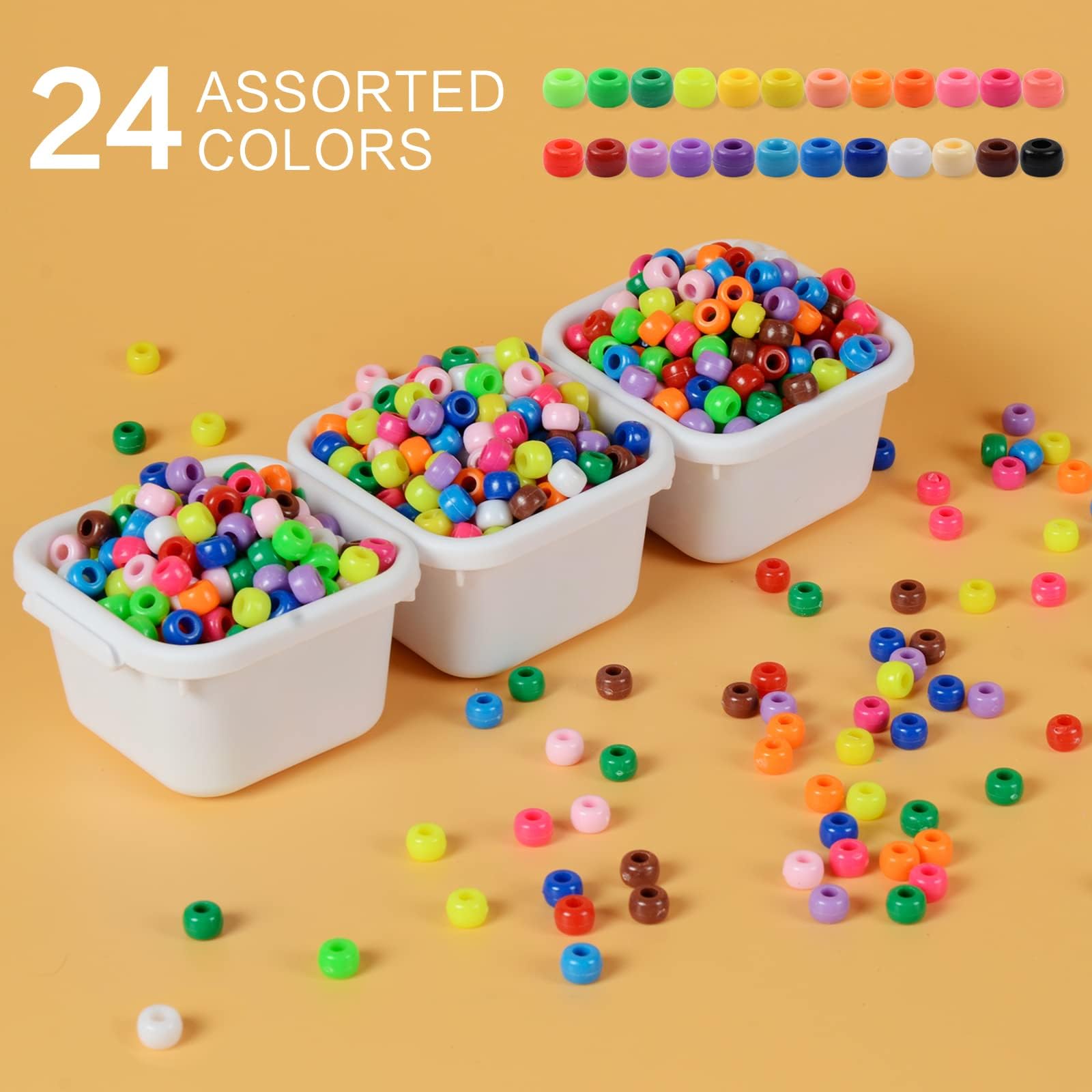 Amazon.co.jp: ポニービーズ 3600個 6x9mm マルチカラー プラスチック 