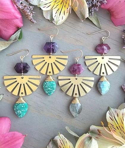 Vista 18 de Adabele - Conector de cuentas en forma de cometa de latón crudo de 0.787 pulgadas (0.787 in), con parte trasera abierta, bisel para pendientes sin