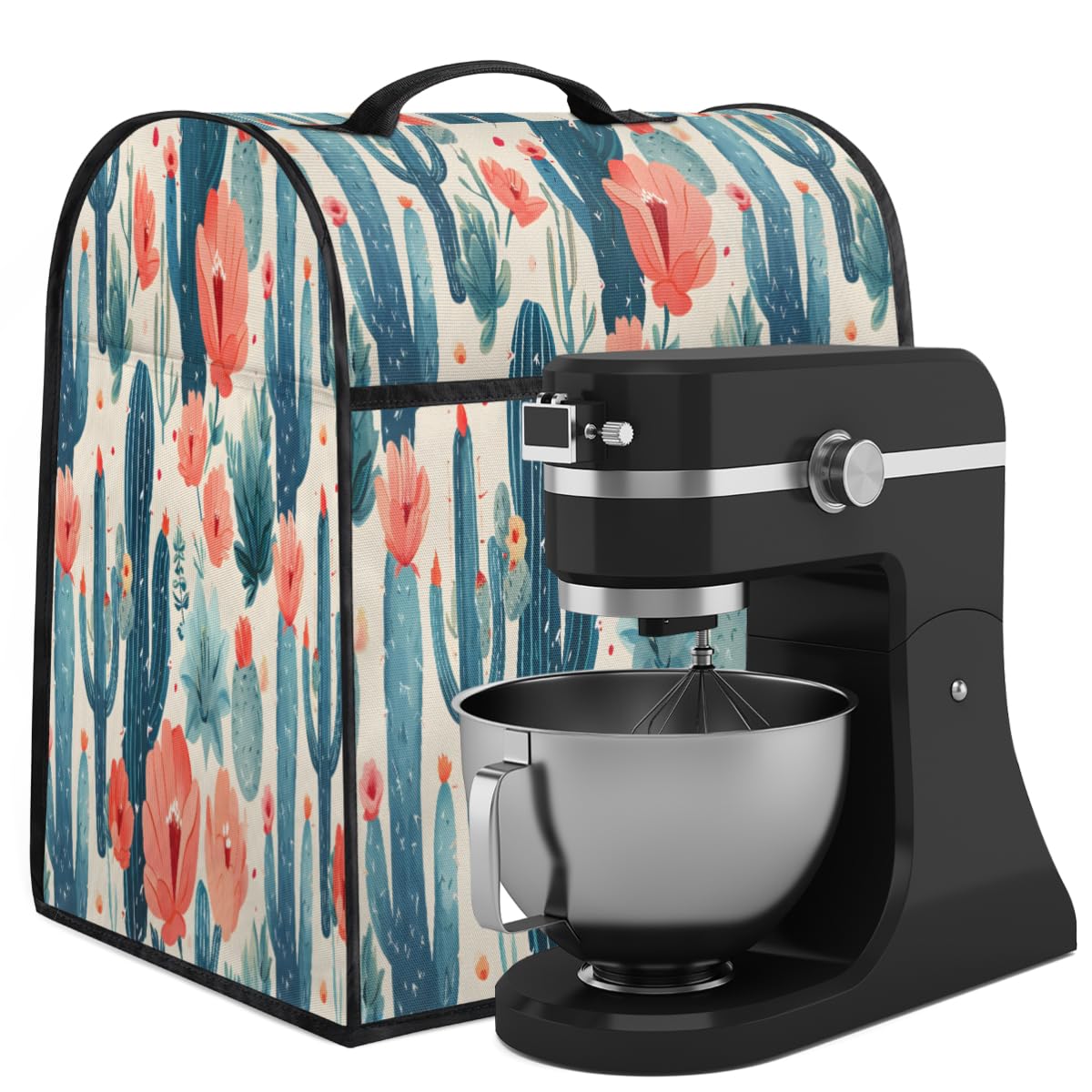 Coffee Maker Cover Watercolor Cactus Flower Kitchen Appliance Covers Small Appliance Covers Blender Cover Juicer Cover Dust Covers for Kitchen Appliances with Top Handle and Pockets,Washable,C283