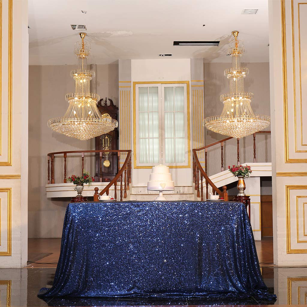 Eternal Beauty Sparkly Rectangle 127 x 203 cm Sequin Tablecloths Wedding Party Banquet (Navy Blue,50x80 inches)
