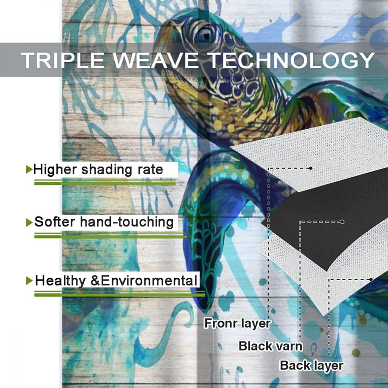 Watercolor Sea Turtle Blackout Curtains for Bedroom,Rustic Wooden Nautical Octopus Crab Ocean Decor Grommet Thermal Insulated Room Darkening Curtains Window Treatments 2 Panels 63L x 21W