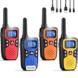 Wishouse Walkie Talkies for Adults Long Range-Rechargeable 4 Pack 2 Way Radios, Hiking Accessories Camping Gear Xmas Birthday Gift for Kids Family with Lamp,SOS Siren,NOAA Weather Alert,Easy to Use