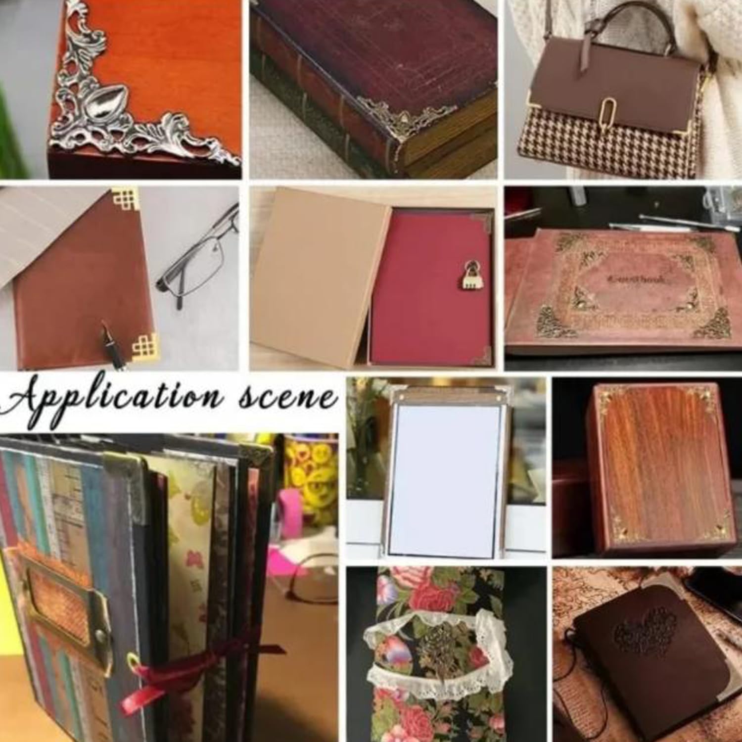 50Pcs Scrapbooking Albums Corner Protectors, Menu Metal Books Corner Protectors Crafts Decoration, 14x20mm (Bronze Color) — view 6