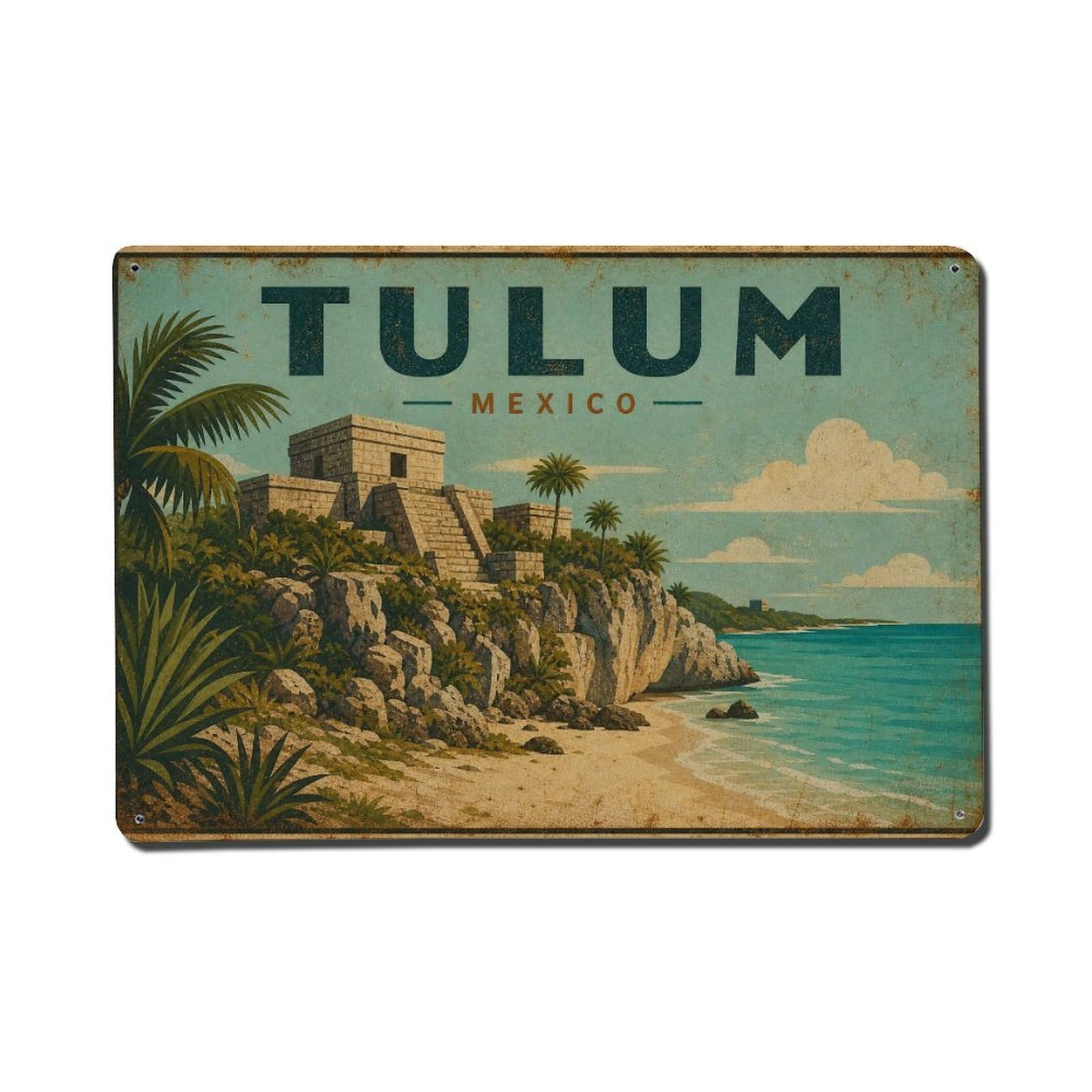 Vintage Travel Mexico Tulum Metal Tin Sign