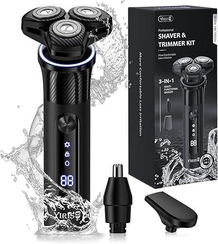 Maquinilla de afeitar eléctrica para hombres, afeitadora eléctrica para hombres, alta potencia 9800 RPM, afeitadora eléctrica recargable 3D rotativa