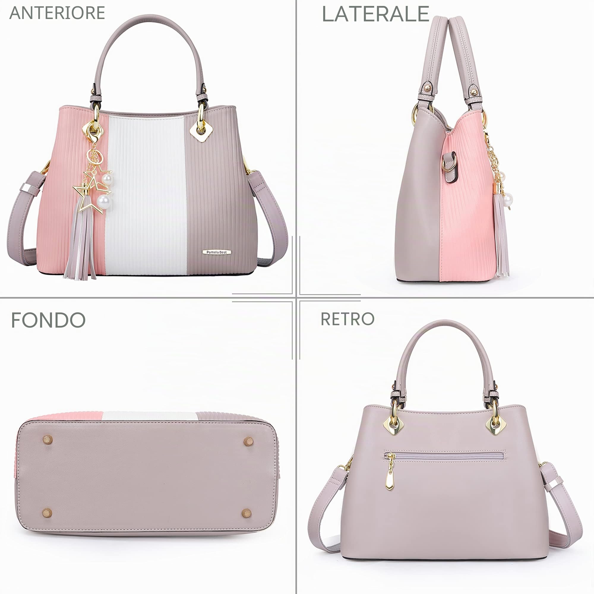 Pomelo Best Handbags for Women with Multiple Internal Pockets in Pretty Color Combination, Women's Satchel Handbag