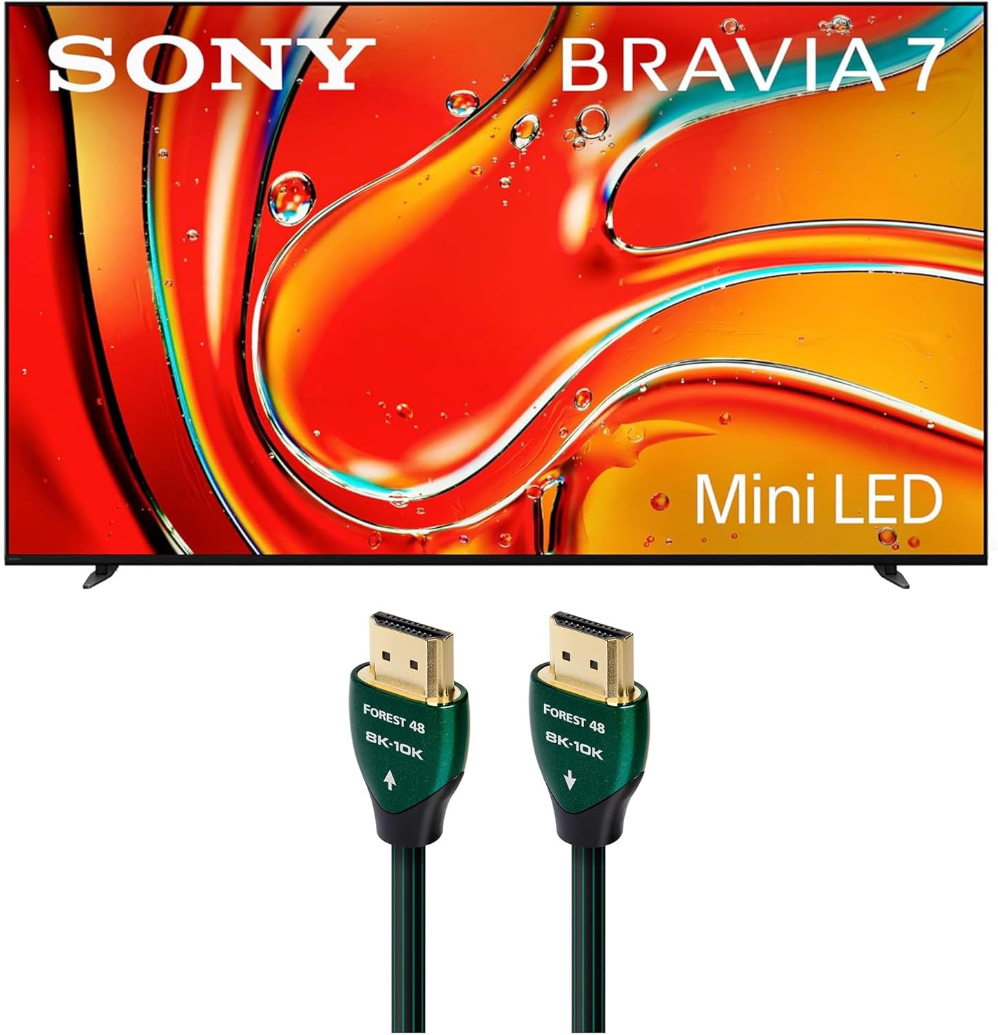 Sony K65XR70 65 Inch 4K Bravia LCD Mini LED Full Array HDR Google TV with an AudioQuest Forest HDM48FOR225 2.25M 48G 8K-10K HDMI Digital Cable (2024)