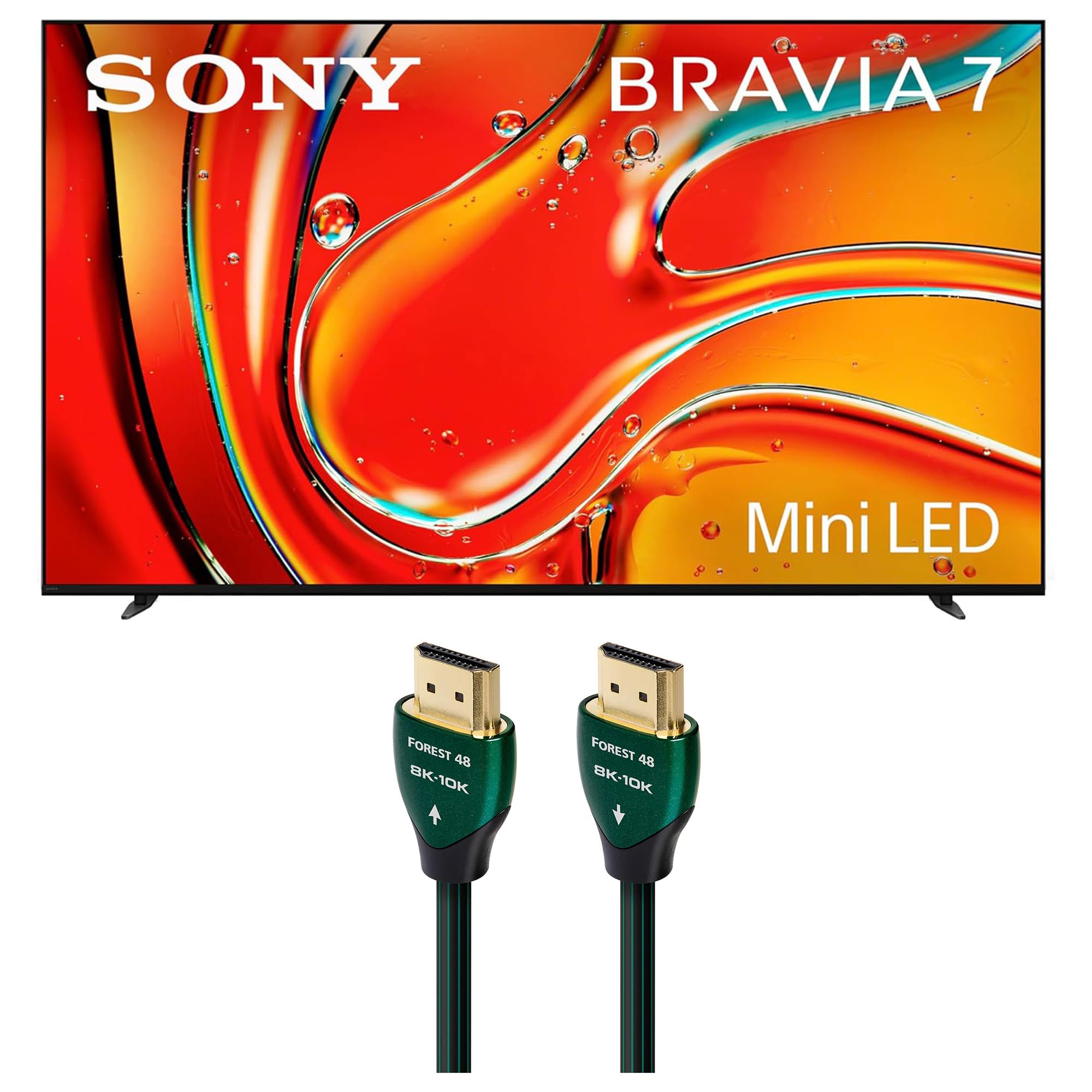 Sony K55XR70 55 Inch 4K Bravia LCD Mini LED Full Array HDR Google TV with an AudioQuest Forest HDM48FOR225 2.25M 48G 8K-10K HDMI Digital Cable (2024)