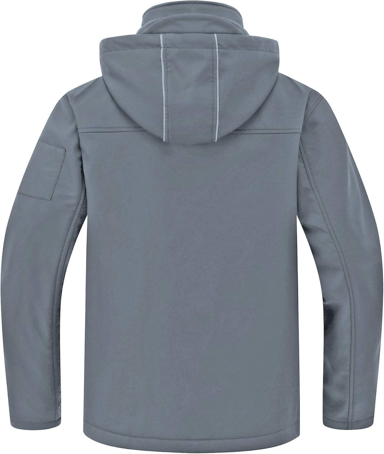 CREATMO US Men's Softshell Military Jacket With Removable Hood, Fleece Lined and Water Repellent Outdoor Reflective Coat