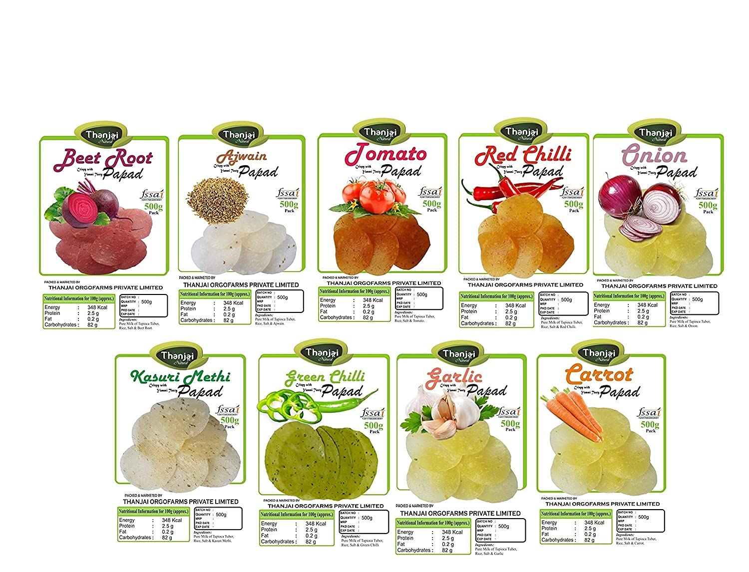 Pappad 4500Grams Traditional Made Pure 9 Varieties of Pappad Red & Green Chilli Pappad, Tomato, Onion, Beet Root, Ajwain, Garlic, Kasuri Methi and Carrot Pappads (B07Q2ZFRBB) Amazon Price History, Amazon Price Tracker