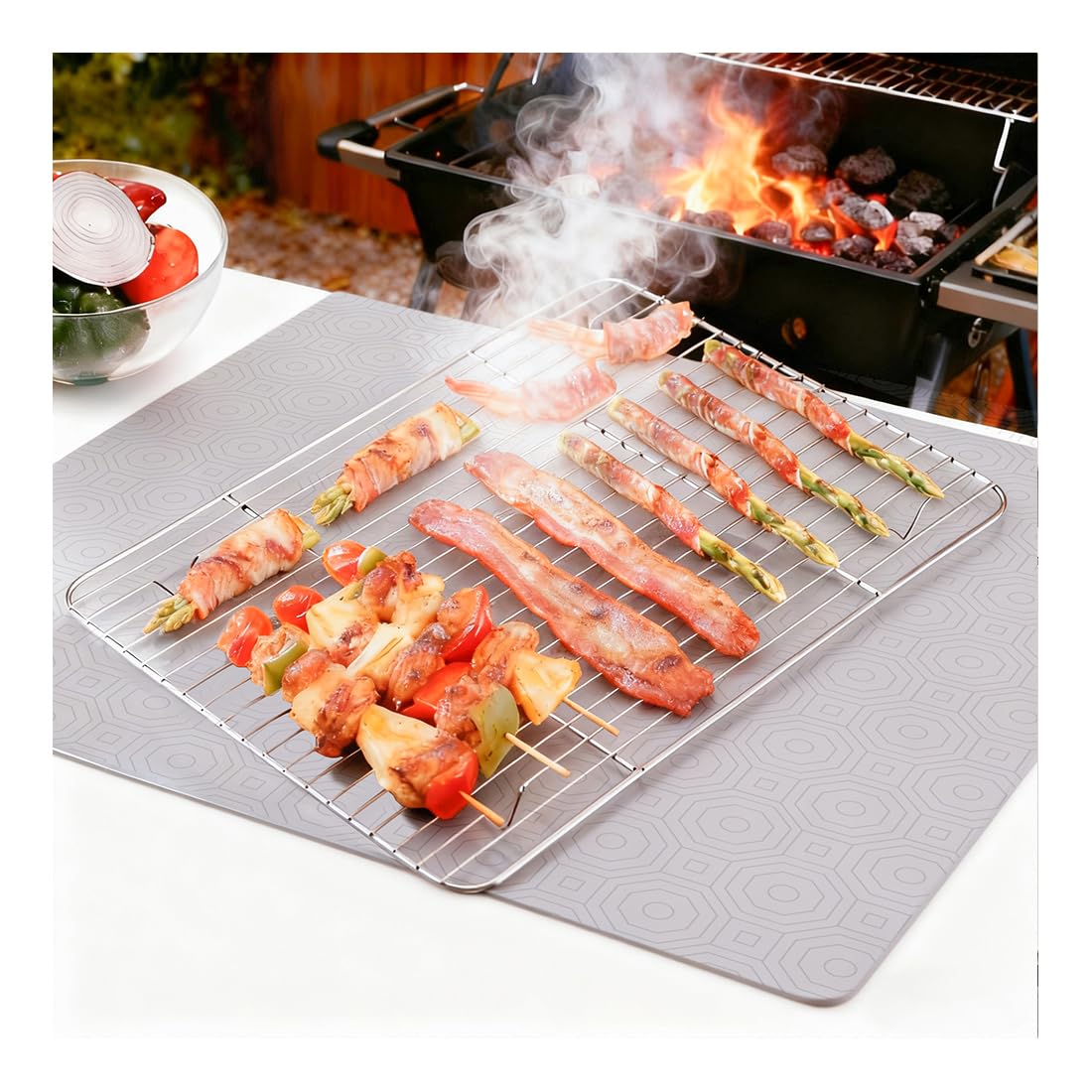 Tapis de travail en silicone 2 mm 60 x 90 cm | Tapis de cuisine résistant à la chaleur de qualité alimentaire, imperméable, grand plan de travail, tapis antidérapant pour