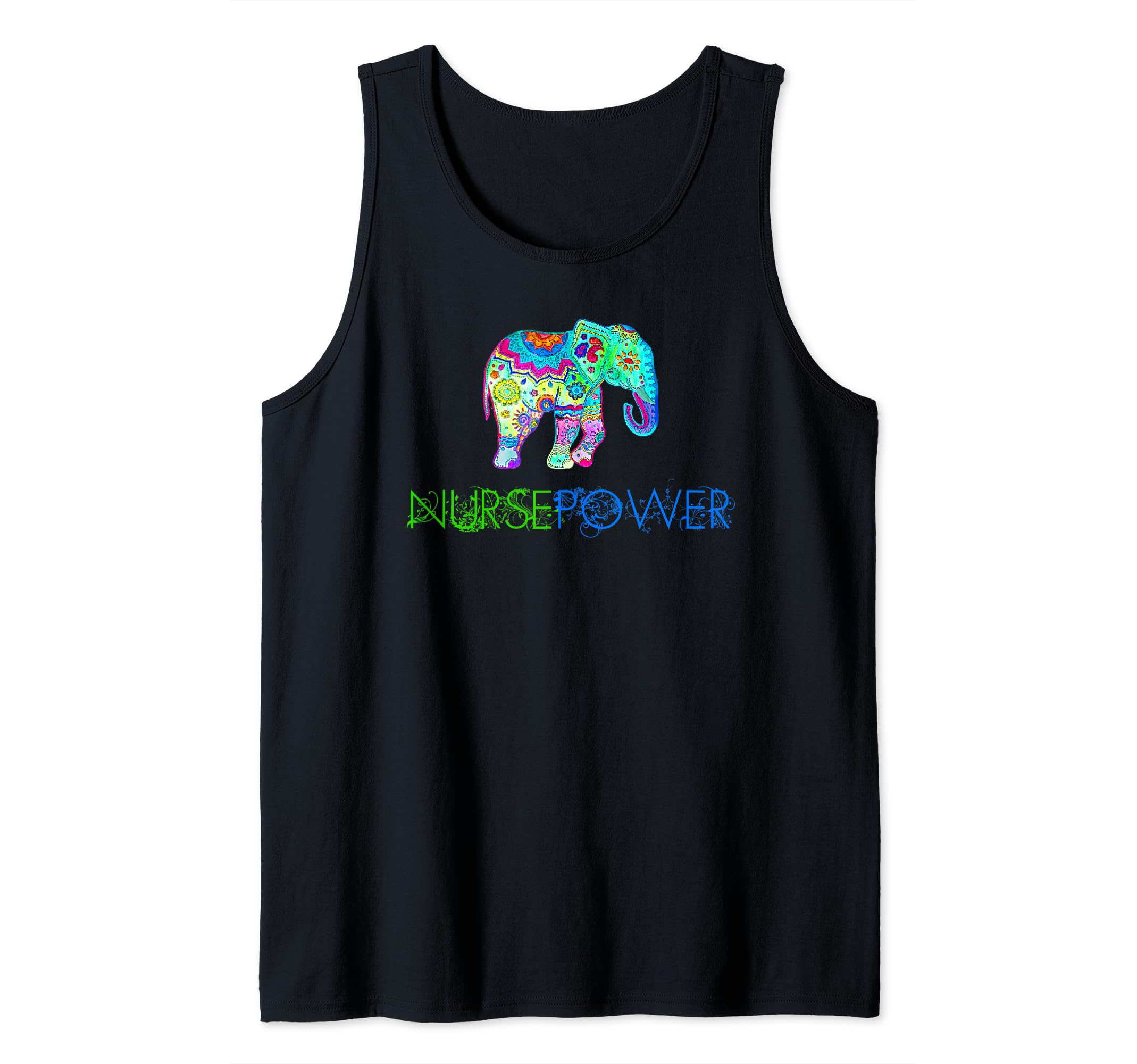 Nurse Power Vintage Elephant Mandala Nursing Inspirational Tank Top