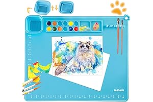 Non-Stick Silicone Craft Mat with Magnetic Cup and Paint Palette for Arts and Crafts