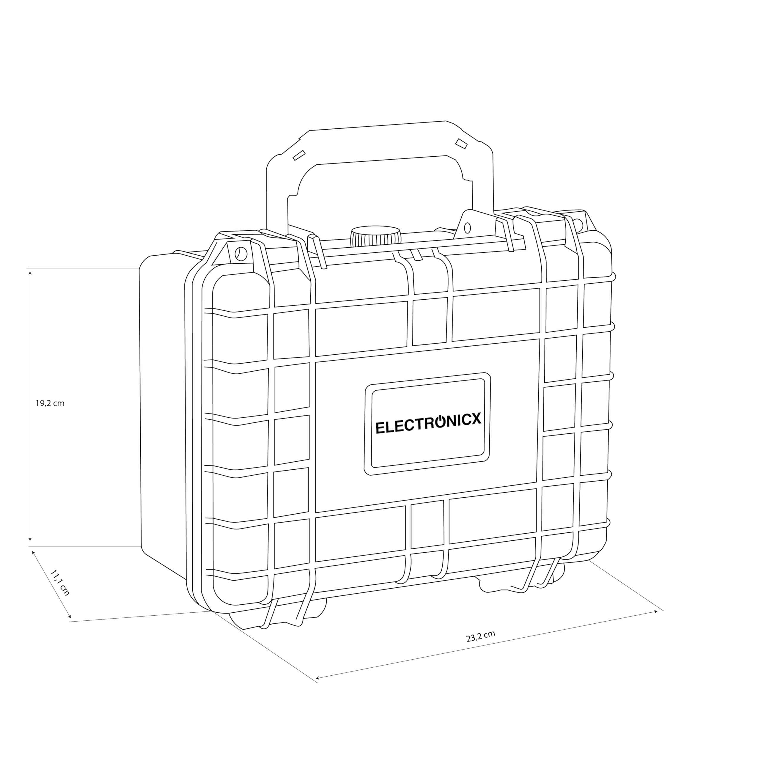 Electronicx Hartschalen-Kamerakoffer mit Schaumstoff – Stoßfester Schutzkoffer IP55 spritzwassergeschützt & verschließbar – Für DSLR, Objektive, Drohnen, Werkzeug & Waffen – 23×19×11 cm Schwarz