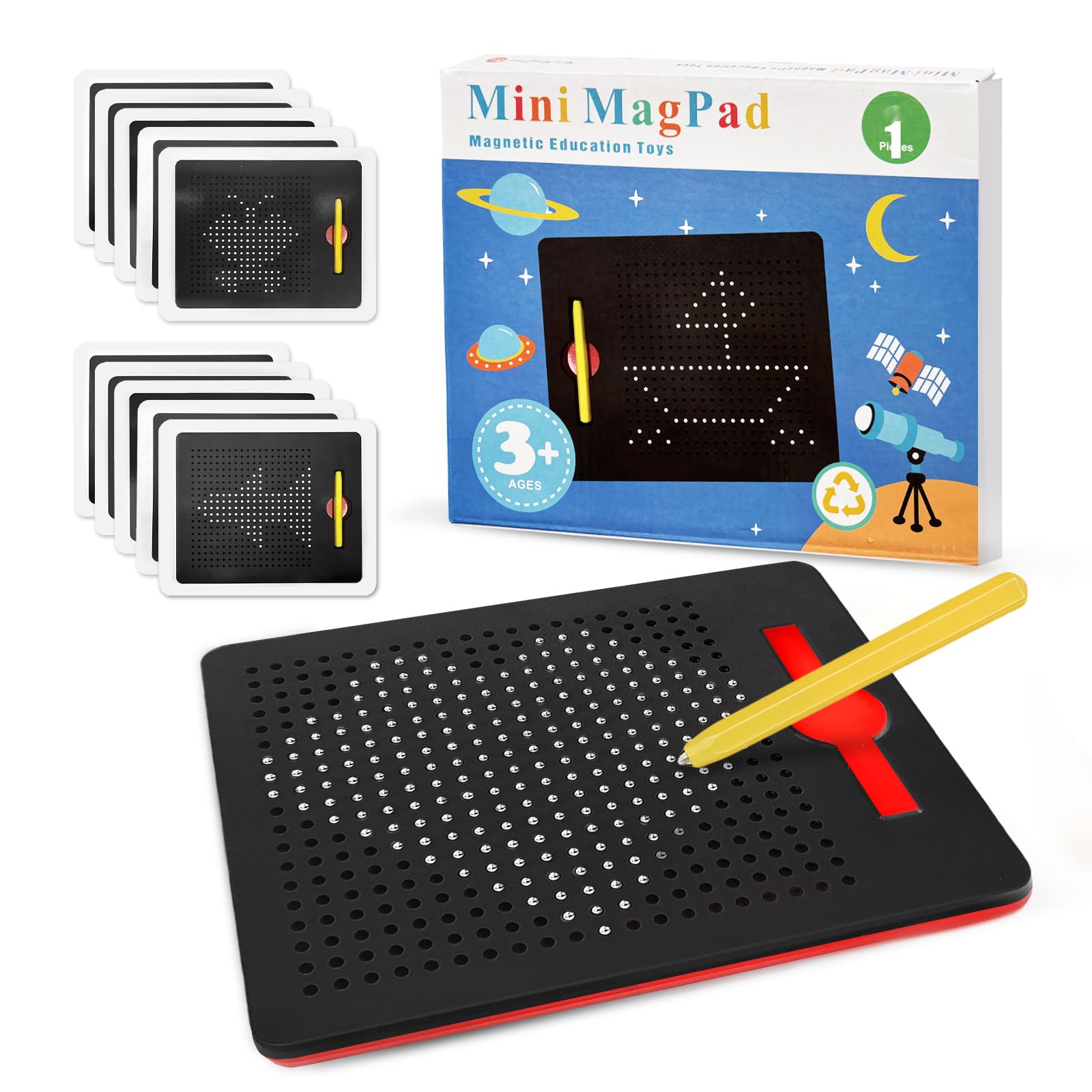 AMFUN Magnetic Steel Ball Drawing Board with Pen, Magnetic Drawing Boards for Kids, Magnetic Doodle Board Tablet, Educational Toy for Children's Drawing, Doodling and Writing (Black) — image 1