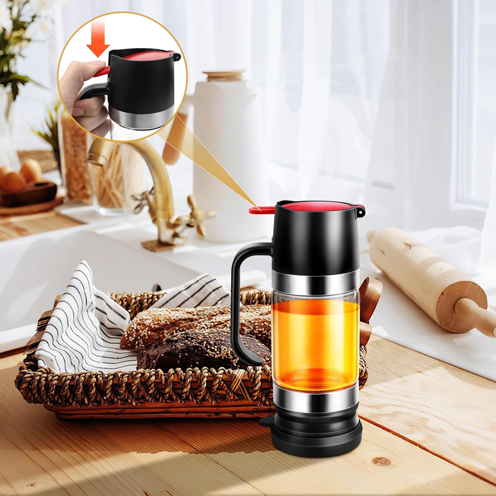 dispensador de miel de cristal, negro antigoteo, tarro de 300 ml, dispensador de miel