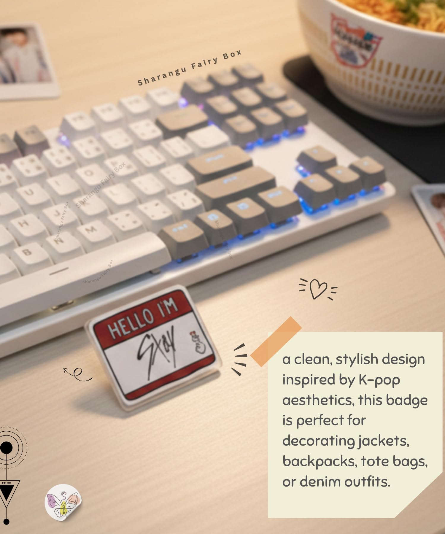 Sharangu STAY Acrylic Pin Badge | Hello I'm Stay | Fan Name Brooch | Lightweight Pin | K-Pop Badge | K-Pop Merchandise Gift for Fans 4