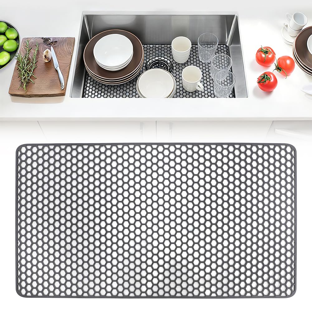 Tappetino per lavello, in silicone, 72 x 40 cm, antiscivolo, per scolapiatti da cucina, tappetino protettivo per lavello
