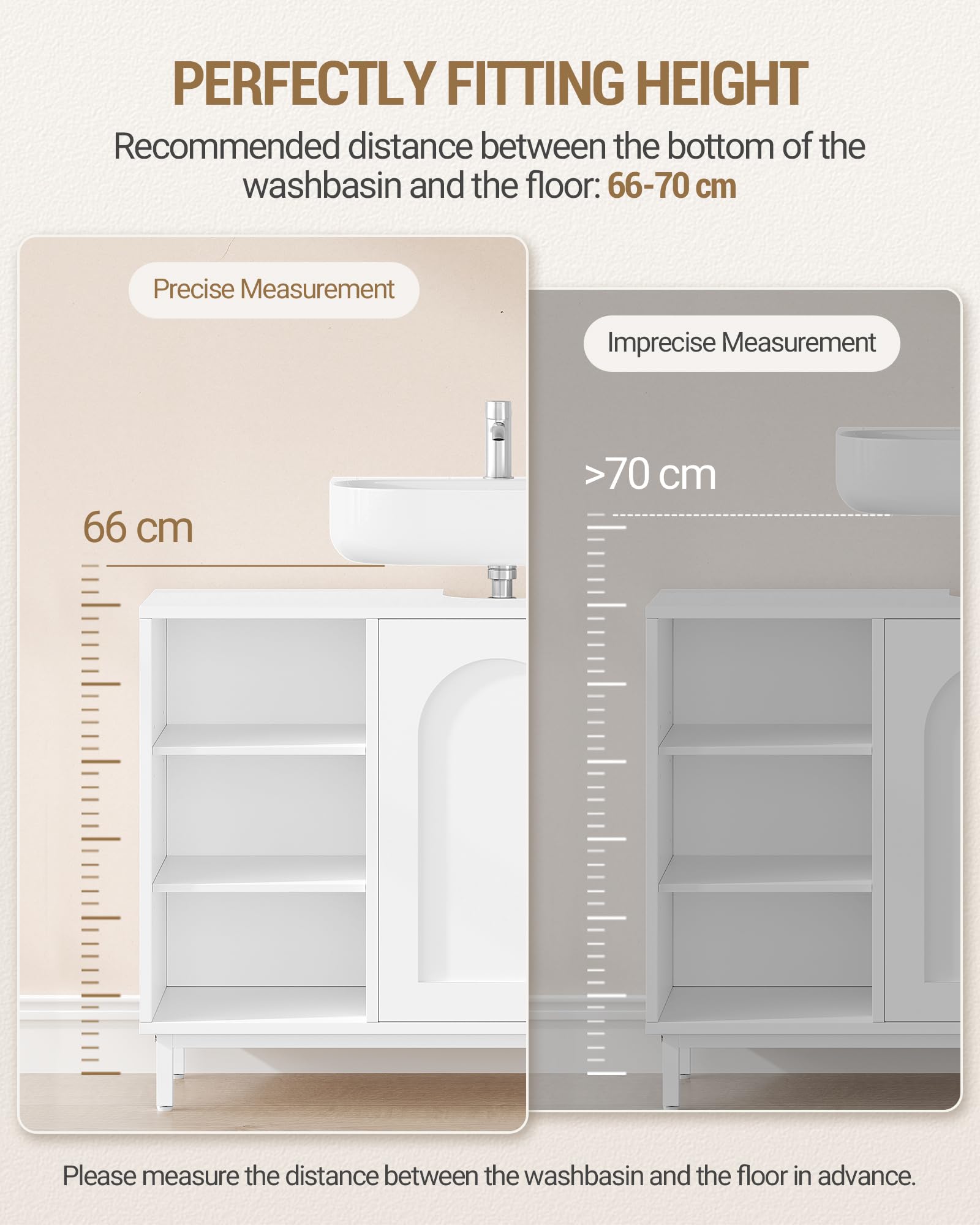 Hzuaneri Mobile Sottolavabo per Bagno, Mobiletto da Bagno, con 2 Ante 2 Scompartimenti, Scomparto Regolabile, Ampio Spazio di Archiviazione, Stile Moderno, 30 x 90 x 63 cm, Bianco BC09803W