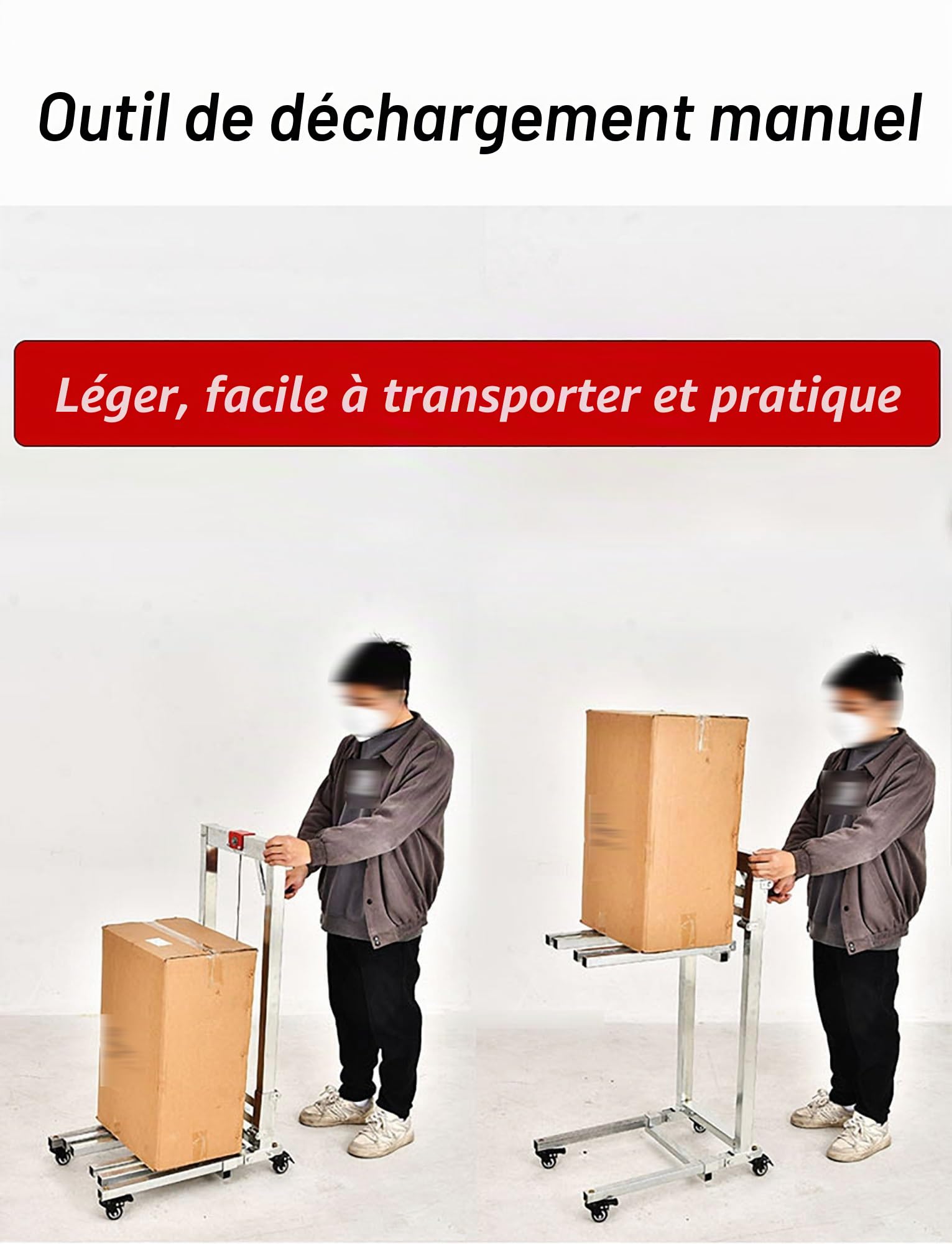Gerbeur manuel pliable - Chariot élévateur en acier galvanisé for garage et entrepôt, capacité de 60 kg, chariot élévateur à manivelle robuste