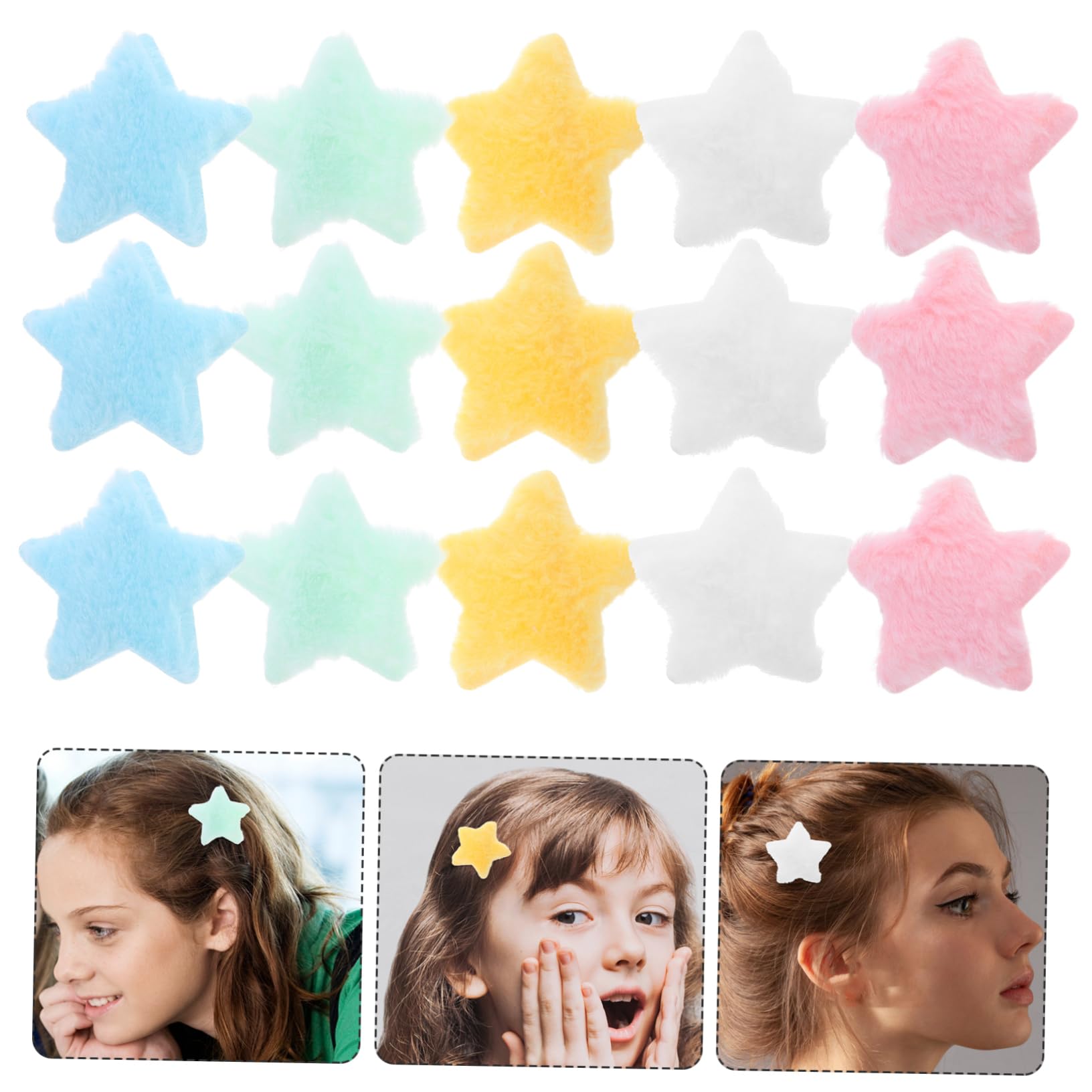 Beaupretty 100 Piezas horquilla horquilla mini pinzas para el cabello pinza para el cabello esponjosa pasadores de pelo kawaii pinzas para el cabello estrella pinza de pelo novedad Felpa
