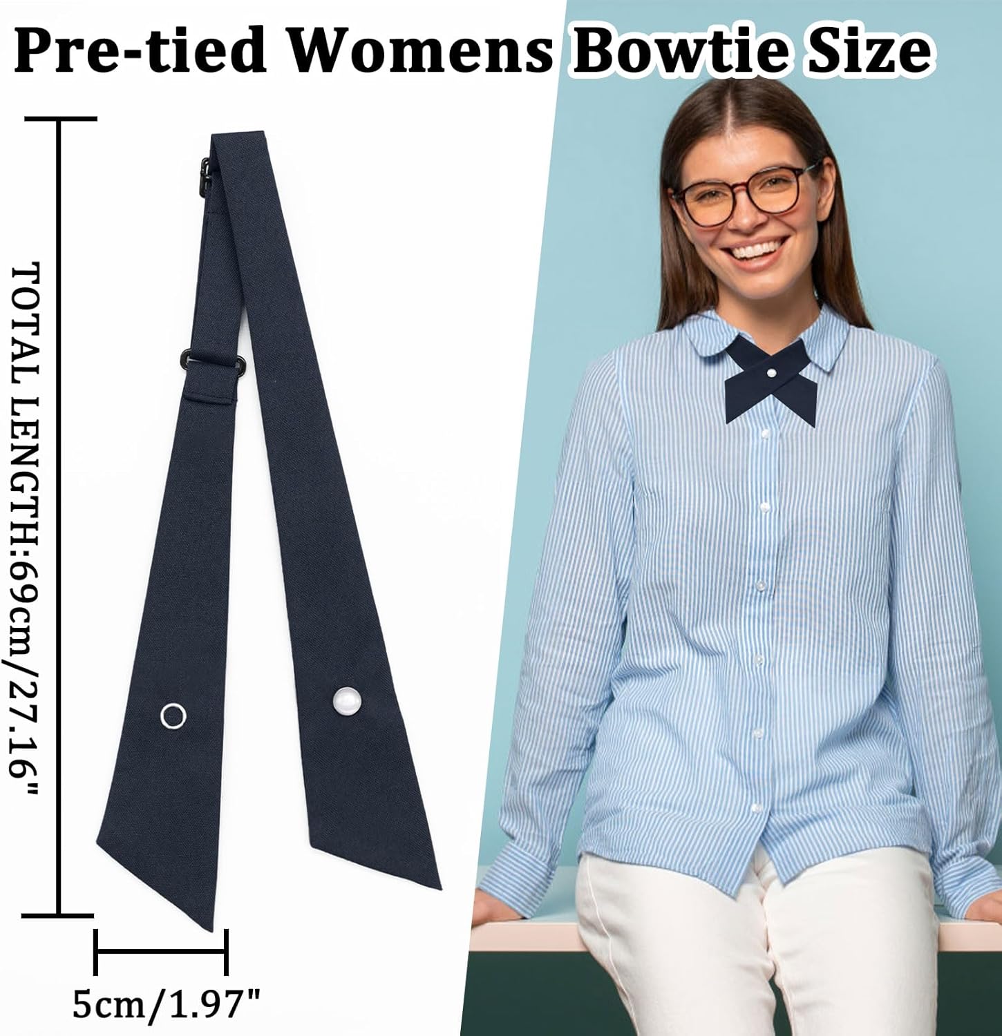 Bow Ties for Women Criss-Cross Tie Adjustable Pre Tied Bowtie Solid Color Neck Tie for Girls Boys Teens School Uniform - Image 3