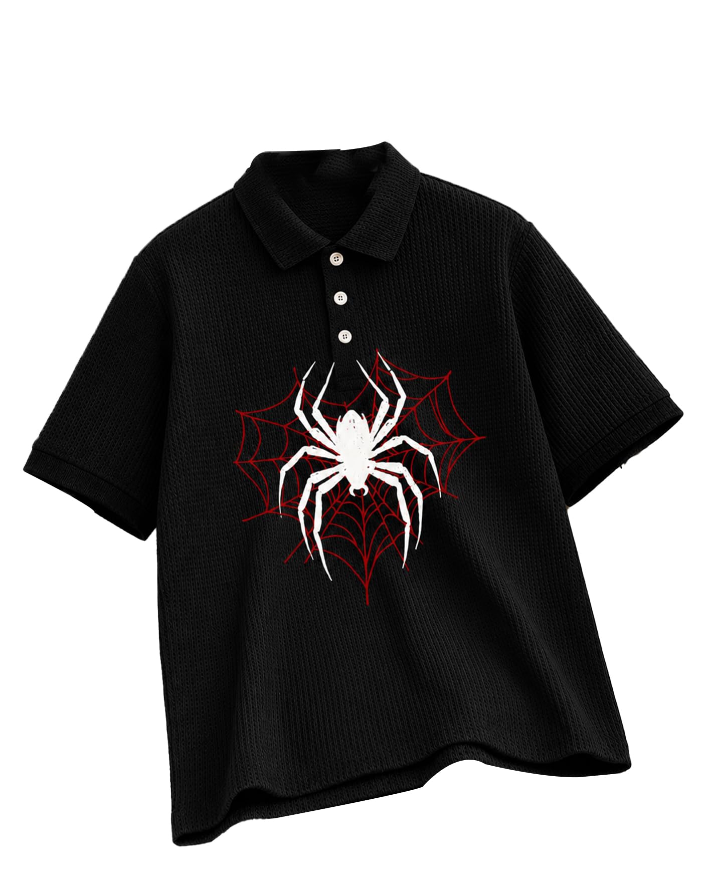 ausk Men's Spider Graphic Printed Polo T-Shirt | Cotton Blend Textured Half Sleeve Regular Fit Polo Neck Casual Wear Tshirt for Men-picture-10