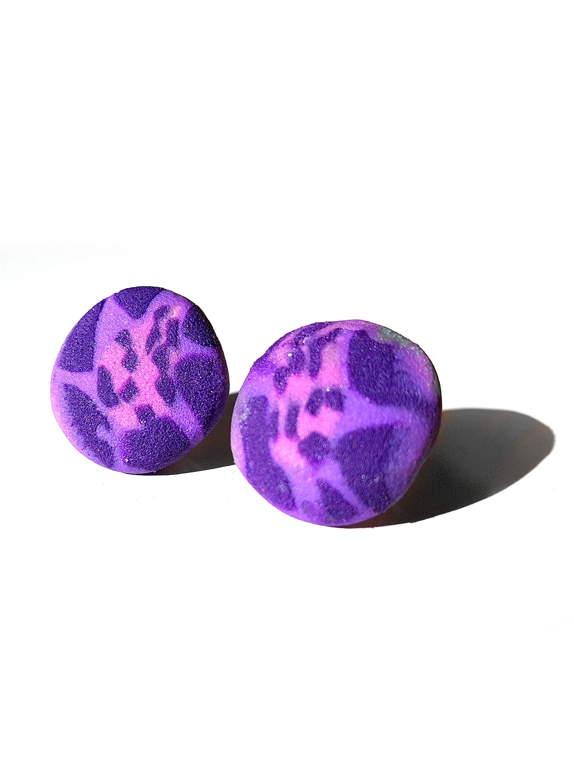Pendientes Botón Lilas Terciopelo de arcilla polimerica hechos a mano Pieza unica, regalo original
