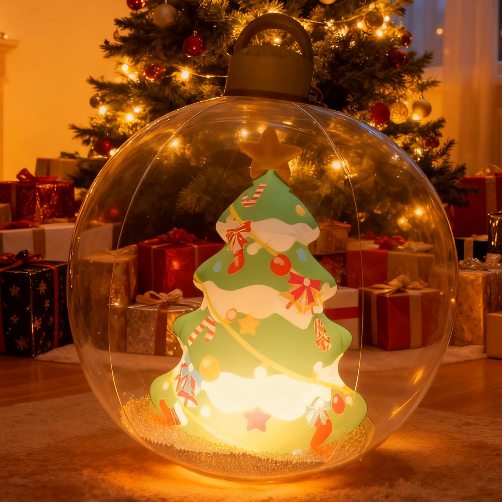 Sapin de Noël gonflable intérieur et extérieur design boule transparente lumineuse LED