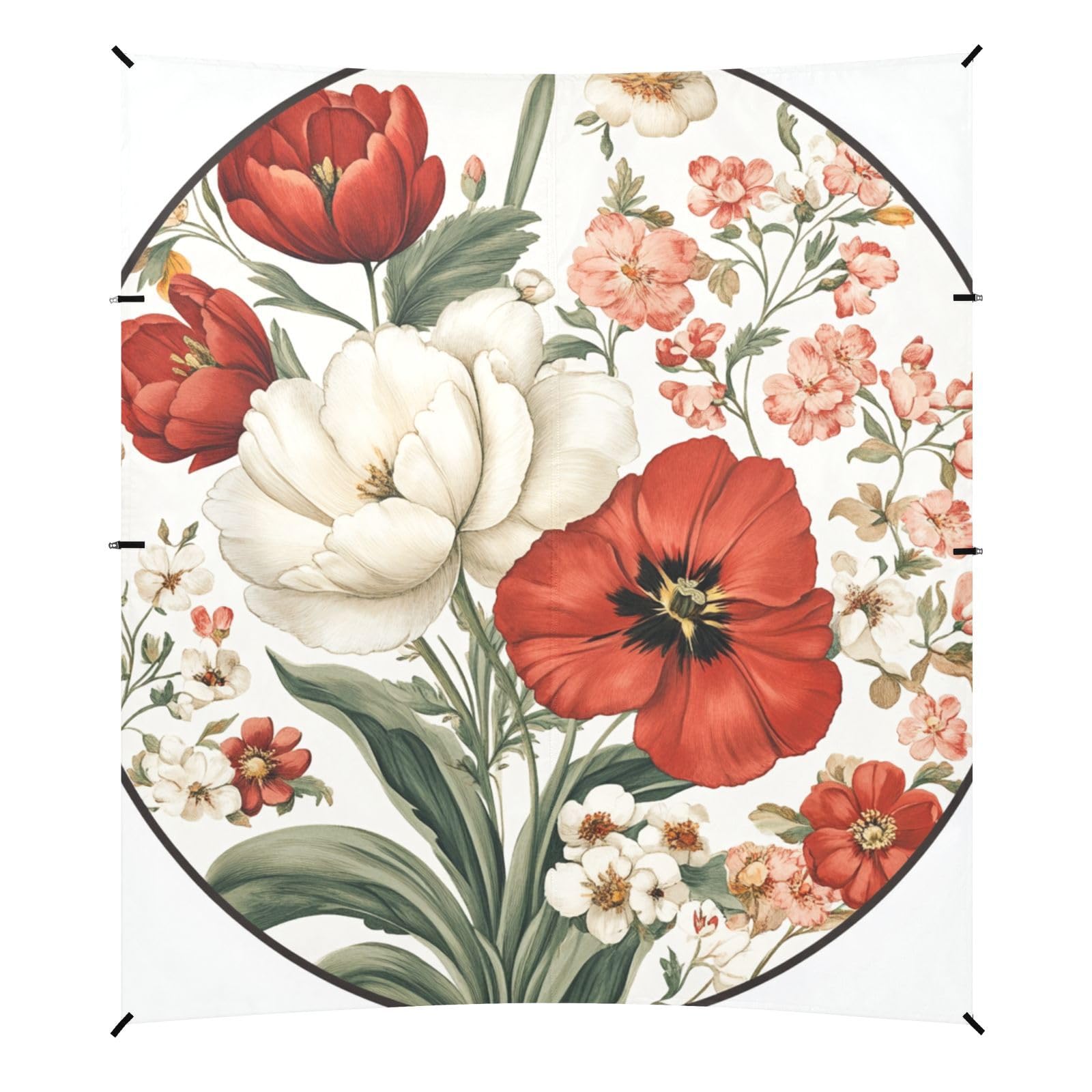 Flowers Flower Dianthus Rose Beach Tent & Canopy UPF50 Easy Setup Portable Sun Shelter with Sandbags & Sand Shovel for Camping, Fishing, Backyard Fun