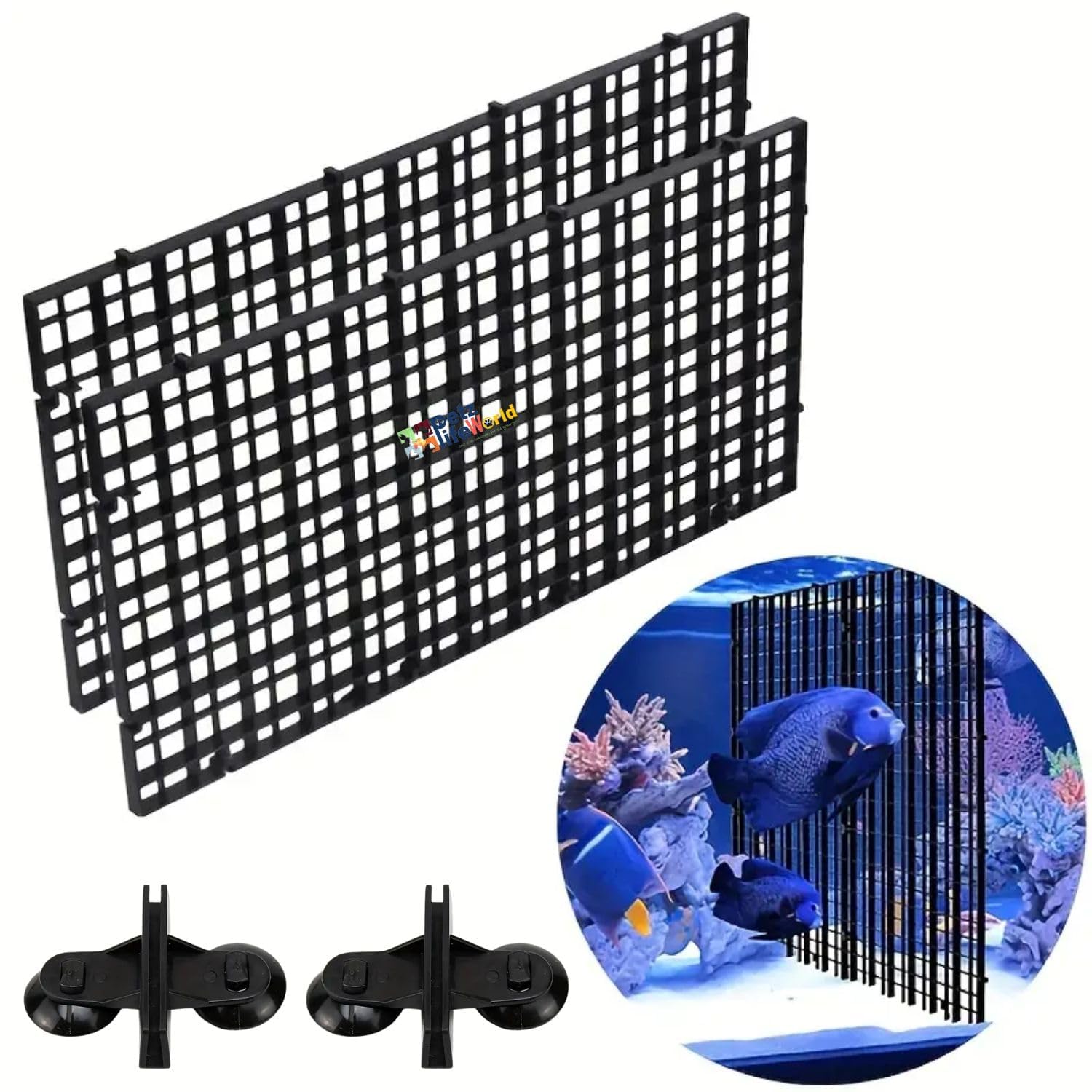 VAYINATO® Black (2 Pcs Egg Crate & 2 Pcs Divider Clip) Divider Grid Divider Tray Egg Crate Aquarium Fish Tank Filter Bottom Isolation Board (Size : 30 * 15cm | by Petzlifeworld-image-5