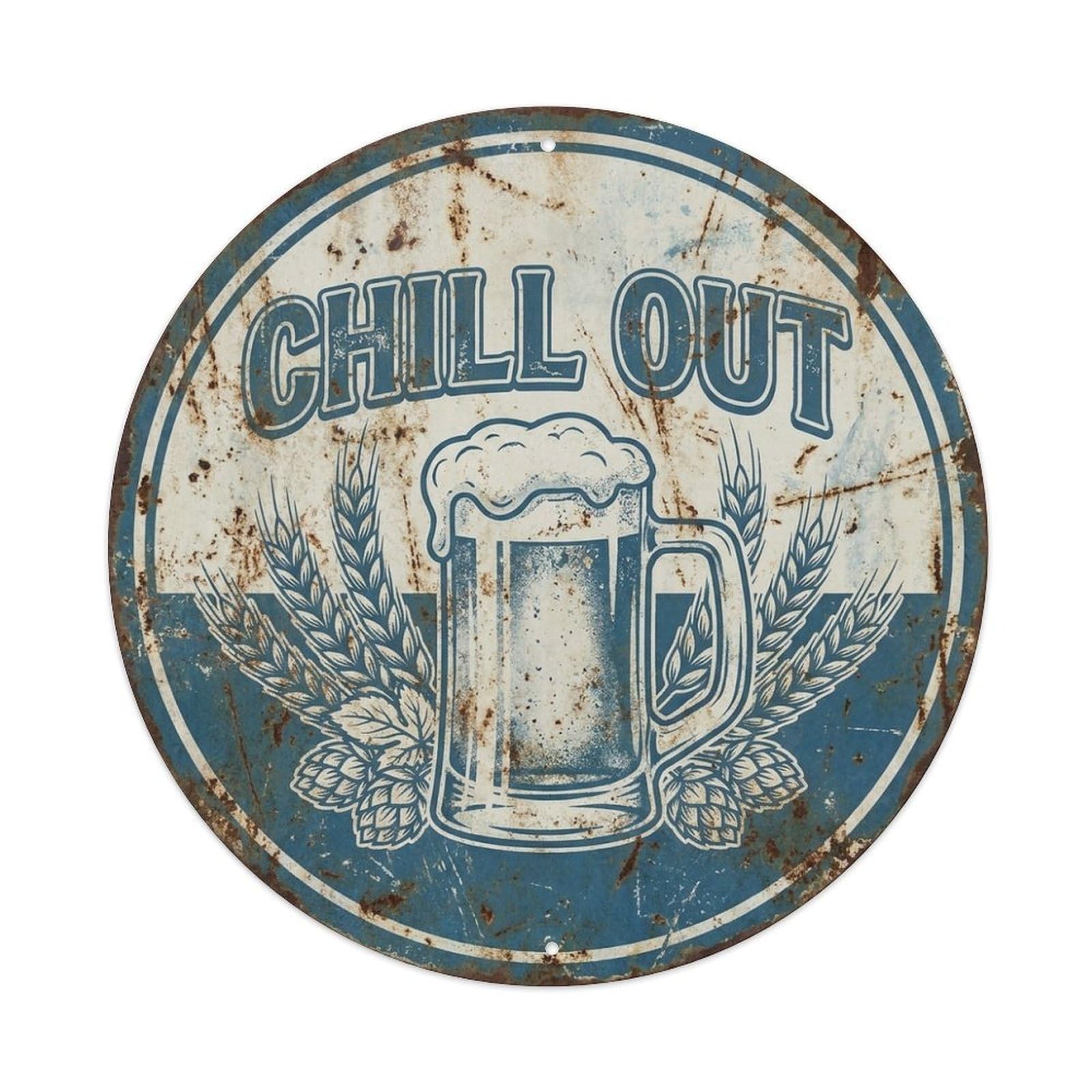 Chill Out Beer Bar Slogan Frosty Pint Mug Metal Tin Sign