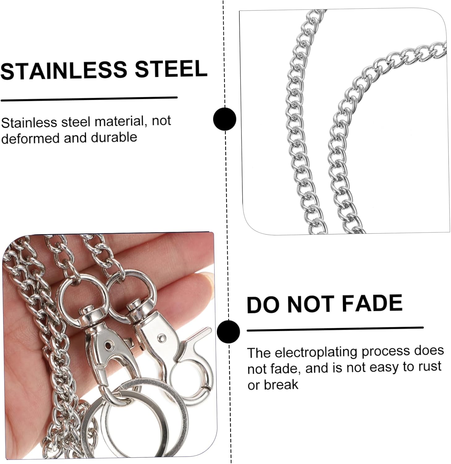 1pc Stylish Electroplated Pocket Watch Chain Durable Clothing Accessory for Jeans Coats Handbags and More Elegant Design with Buckle for Easy Attachment