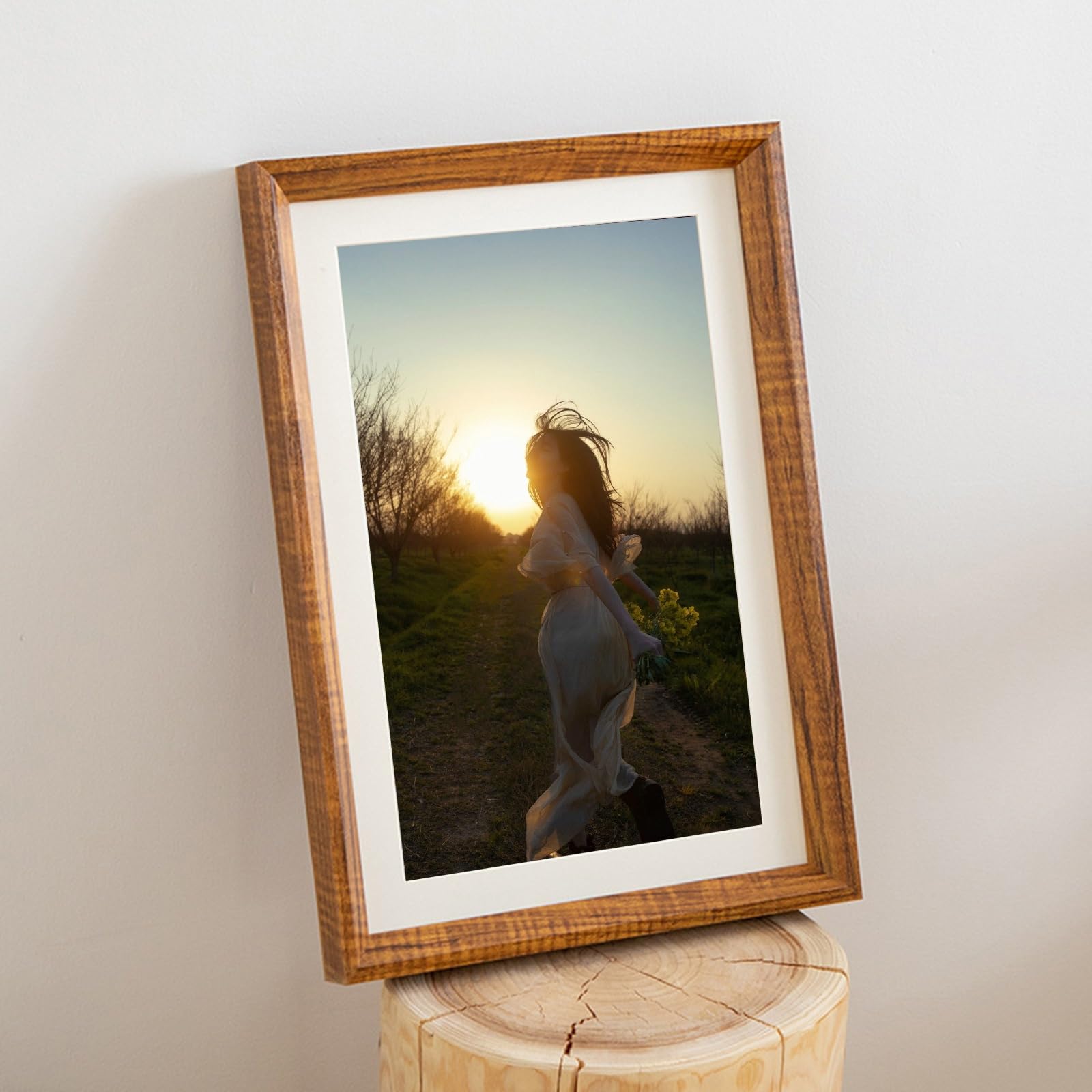 Grewod 14x18 Picture Frames Wooden, Brown, Rectangle, Vertical or