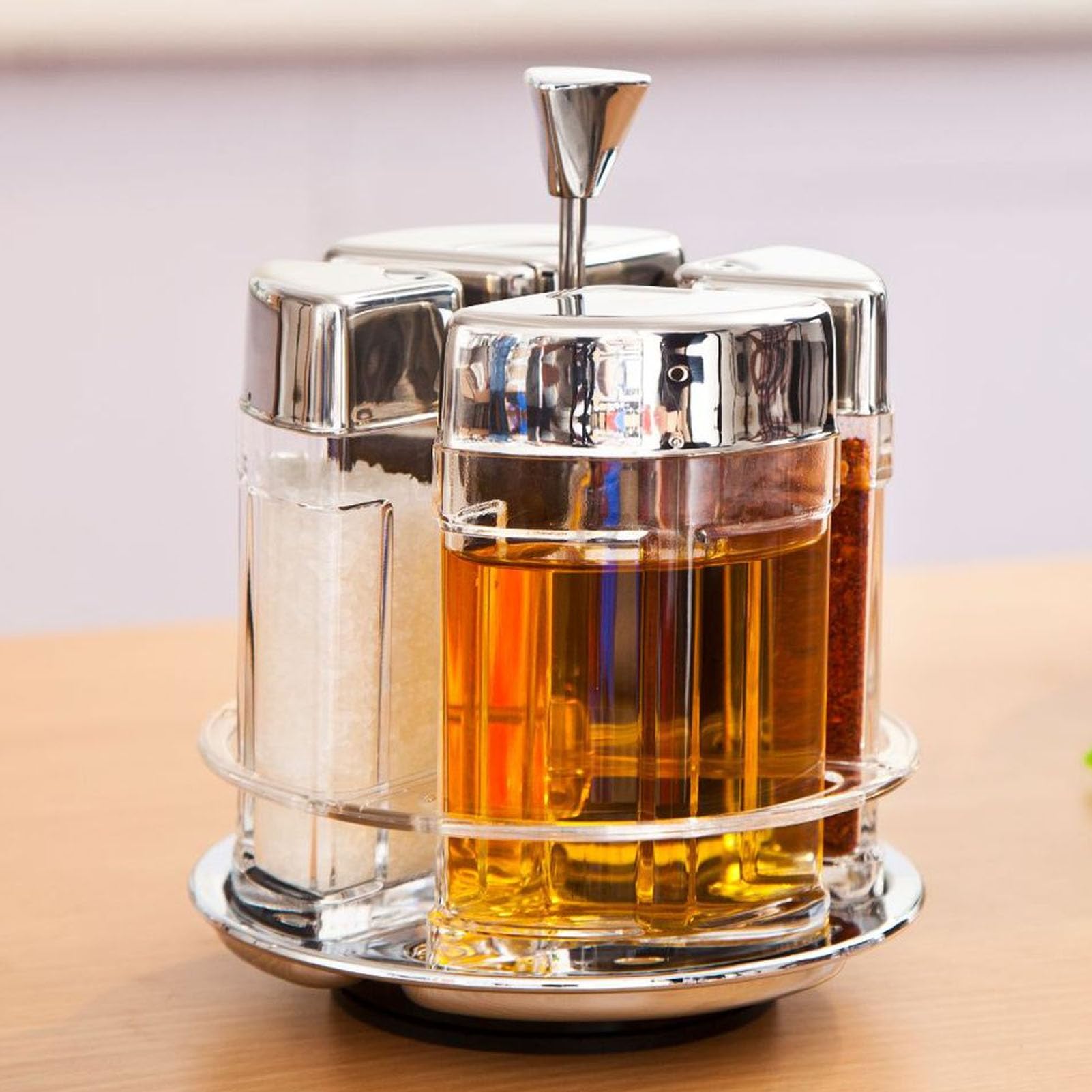 Barattolo per condimenti da, Contenitore Trasparente per condimenti, Saliera, Rotante Trasparente 2x150ML 2 Bottiglie da condimento da da 80ML per Sale Olio