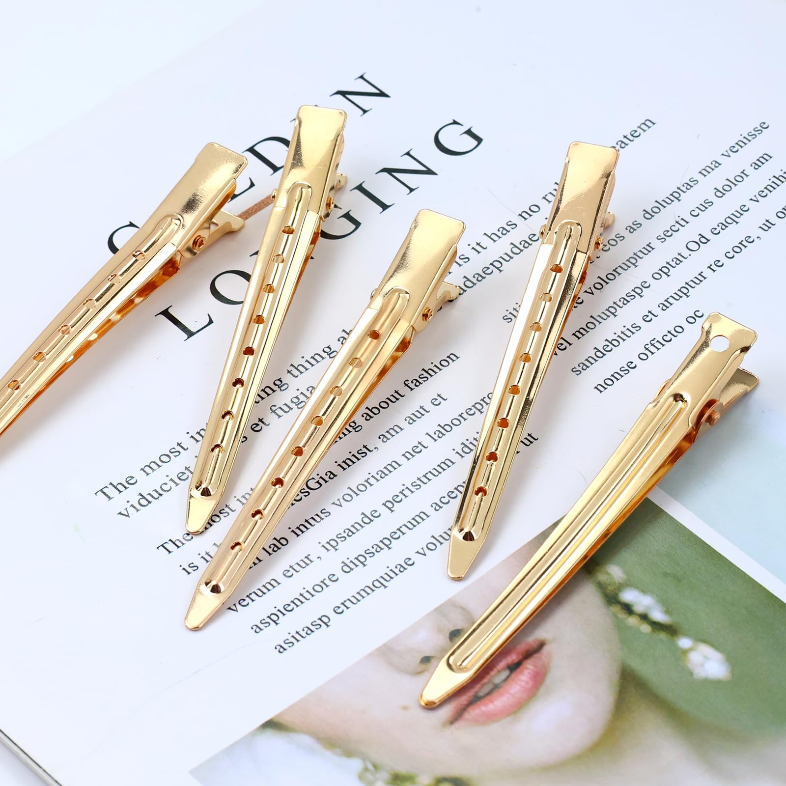 40 pinzas de pelo de metal dorado de 3.5 pulgadas para peluquería con agujeros, pinzas para seccionar, pasadores de pelo, accesorios para mujeres, niñas, adolescentes 7