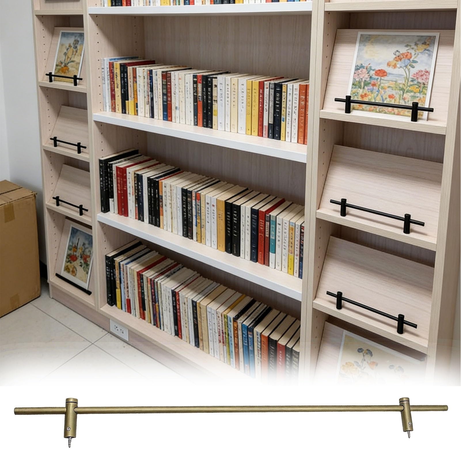 MESCXTY Bookshelves Shelf Rail 11 12 14 18 20 28 32 36 60 in, 3/8" Metal Spindles Railing Post for Shelves Furniture, Bar/Cart/Cabin/Gallery Guard Rods(Bronze,46" (117 cm))