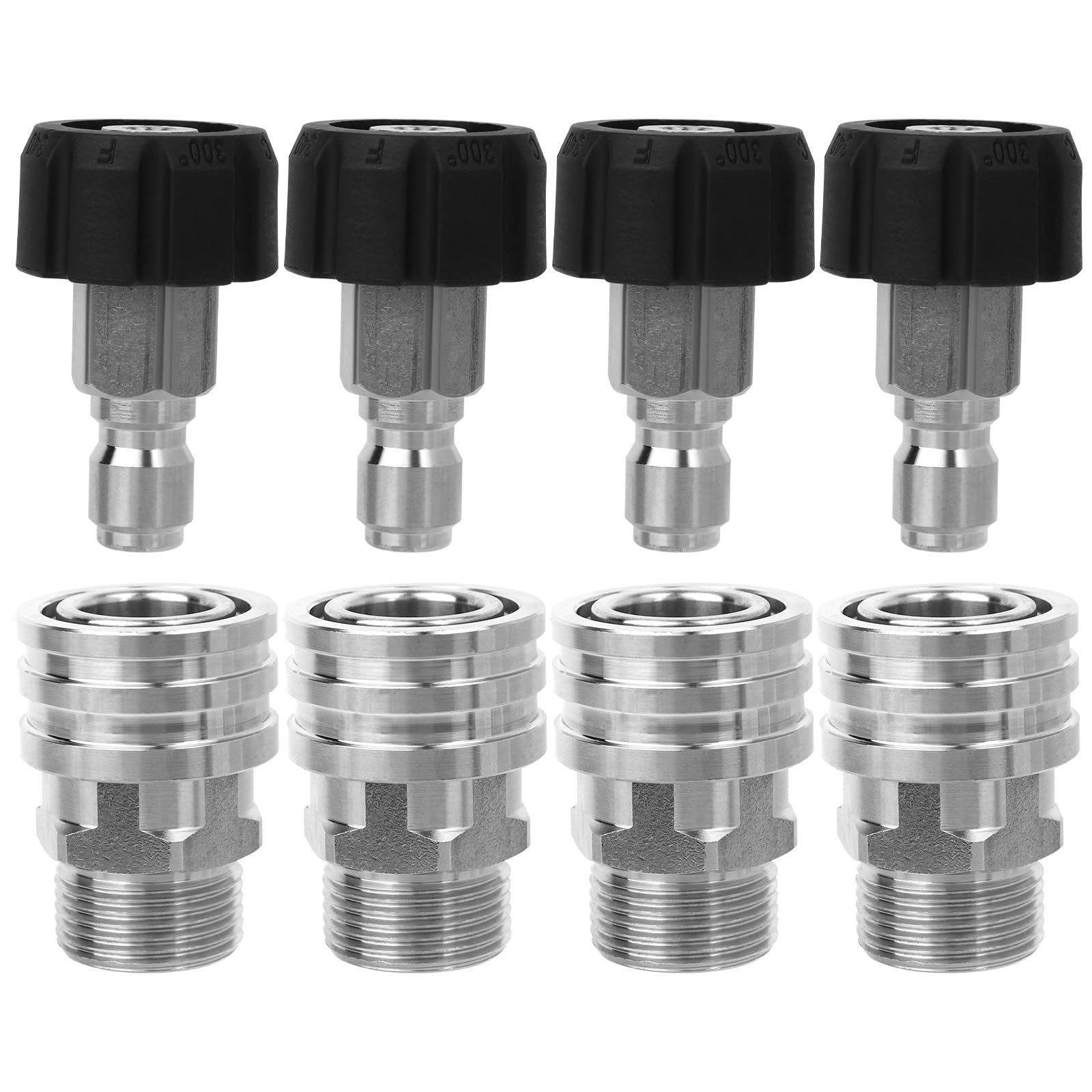 lasuroa 8 Częściowy Zestaw Adapterów do Myjek Ciśnieniowych, Szybkozłącze M22 14 mm do 3/8" ze Stali Nierdzewnej i PP Myjek Ciśnieniowych