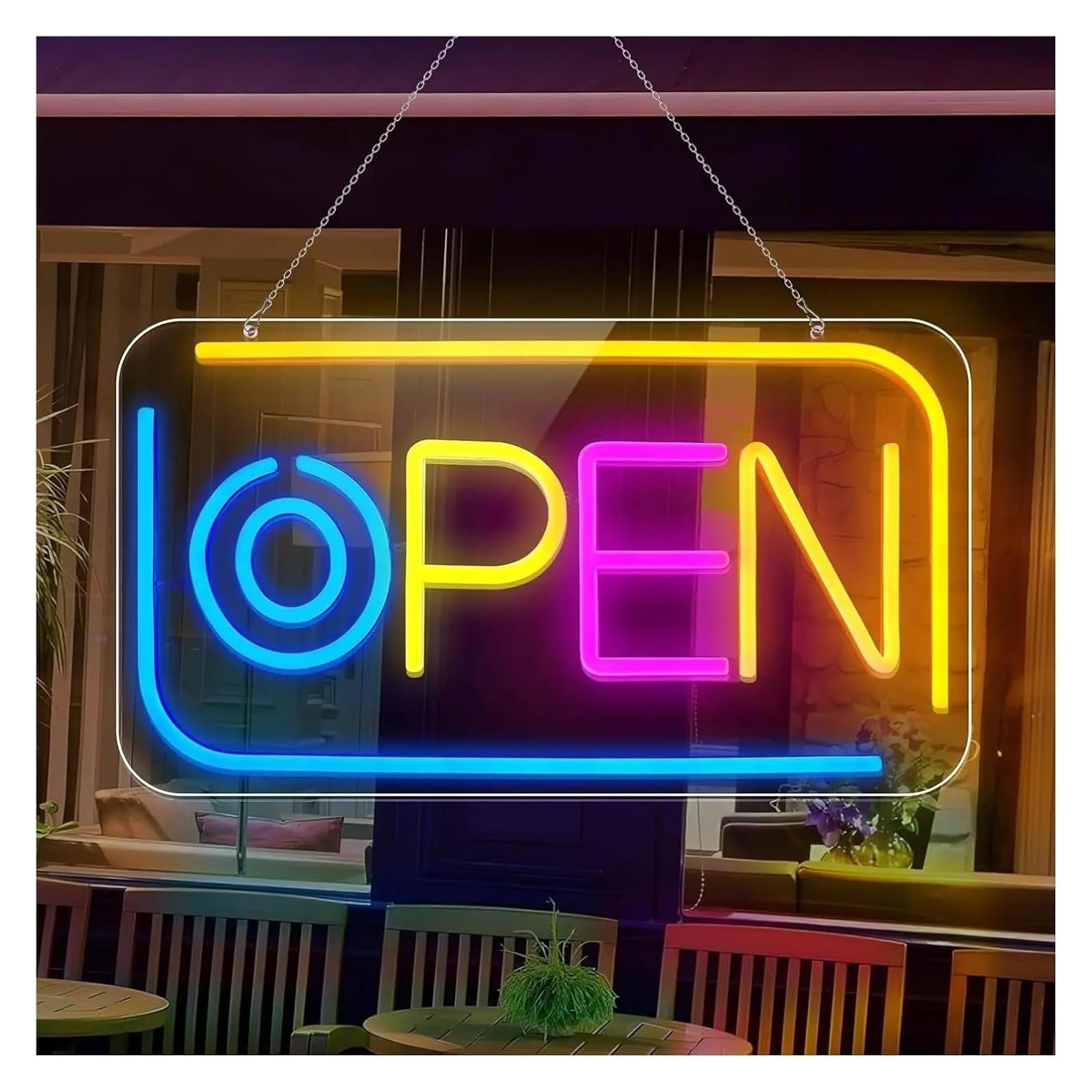 Lampe Néon Enseigne lumineuse néon colorée à intensité variable Ouvert pour devantures de magasins et restaurants