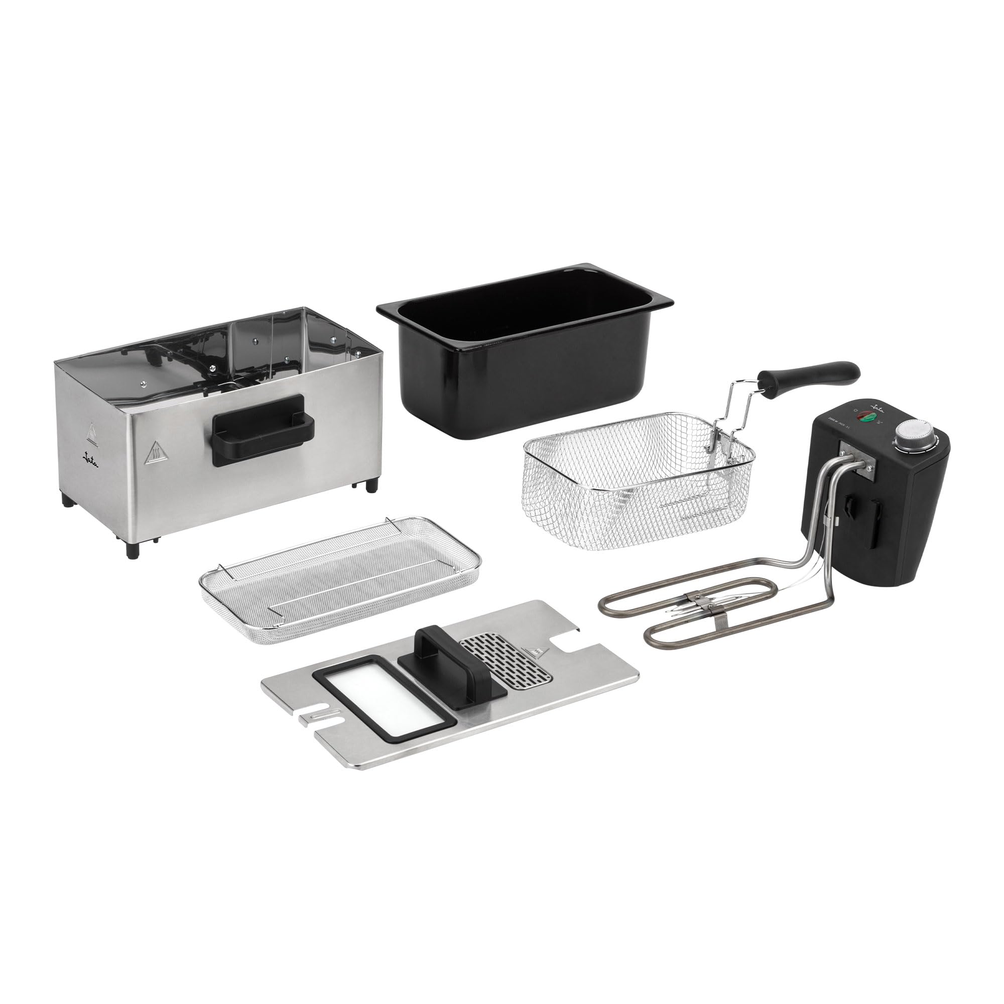 JATA JEFR1680 - Freidora Aceite 3 L 2000 W | Termostato Ajustable | Zona fría para aceite limpio | Desmontable. Fácil limpieza | Cuerpo Acero Inoxidable | Frituras crujientes