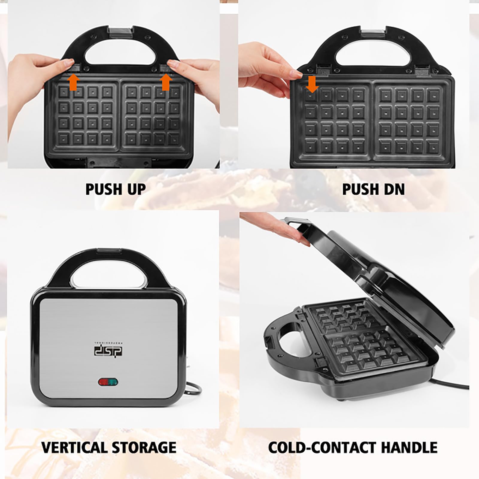 Máquina para hacer gofres 3 en 1, bandejas de cocción antiadherentes con 3 sartenes, tostadora para sándwiches de fácil operación para hacer gofres, sándwiches y croquetas de patata individualmente