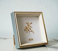 PLUSCHEN 5x5 Blue Beige Square Resin Picture Frame - Plexiglass Photo Frame for Wall & Desktop Display