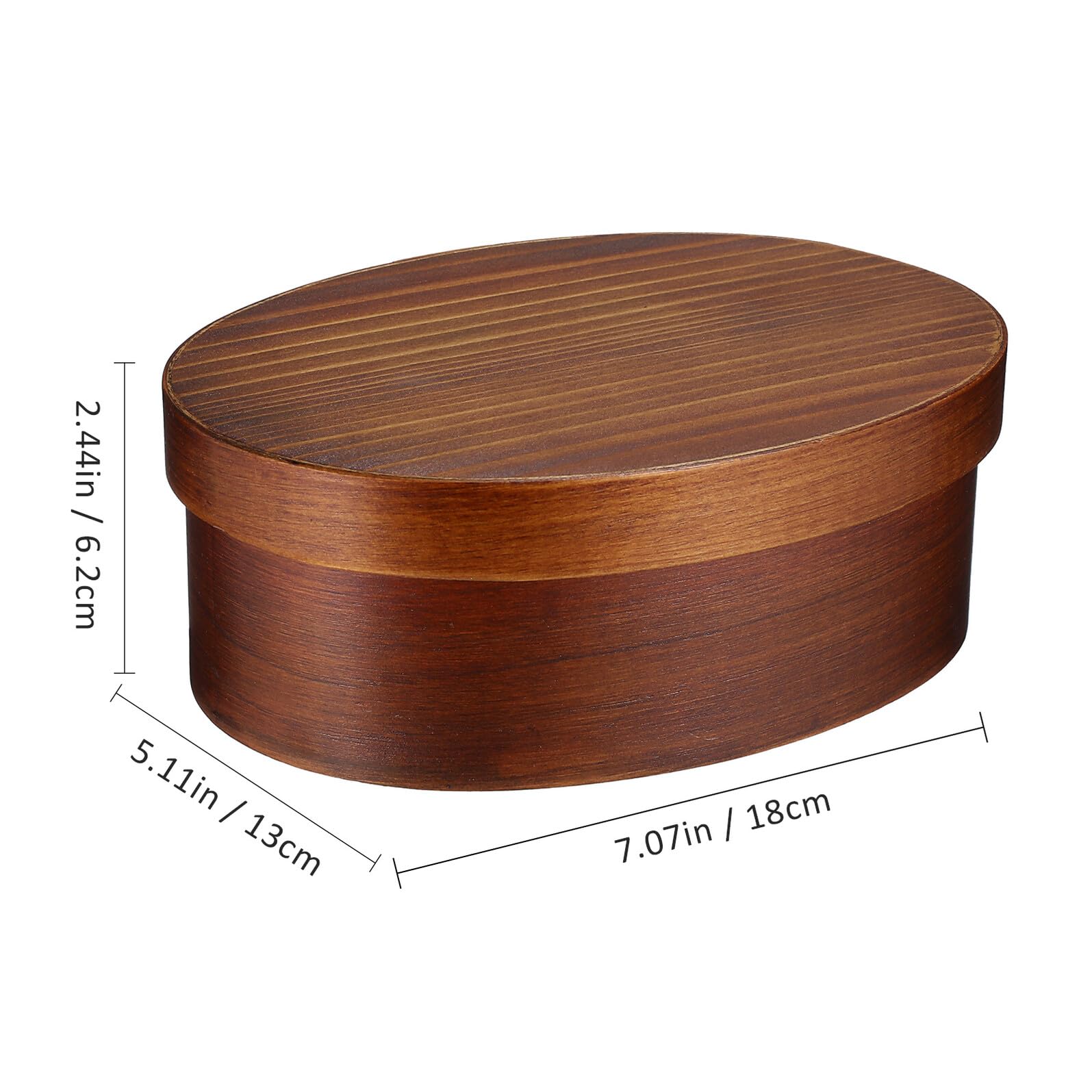 Boîte à Bento Japonerie en Bois 800ml Ronde Style Rétro Facile à Transporter et Sûre pour Déjeuner et Sushi