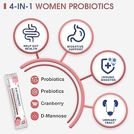 NATURE TARGET Probiotics-for-Women Prebiotics-and-Probiotics-Powder, 100-Billion-CFUs 45-Day-Supply, Women\'s-Probiotic with D-Mannose and Cranberry for Urinary Tract/Gut/Digestive Health