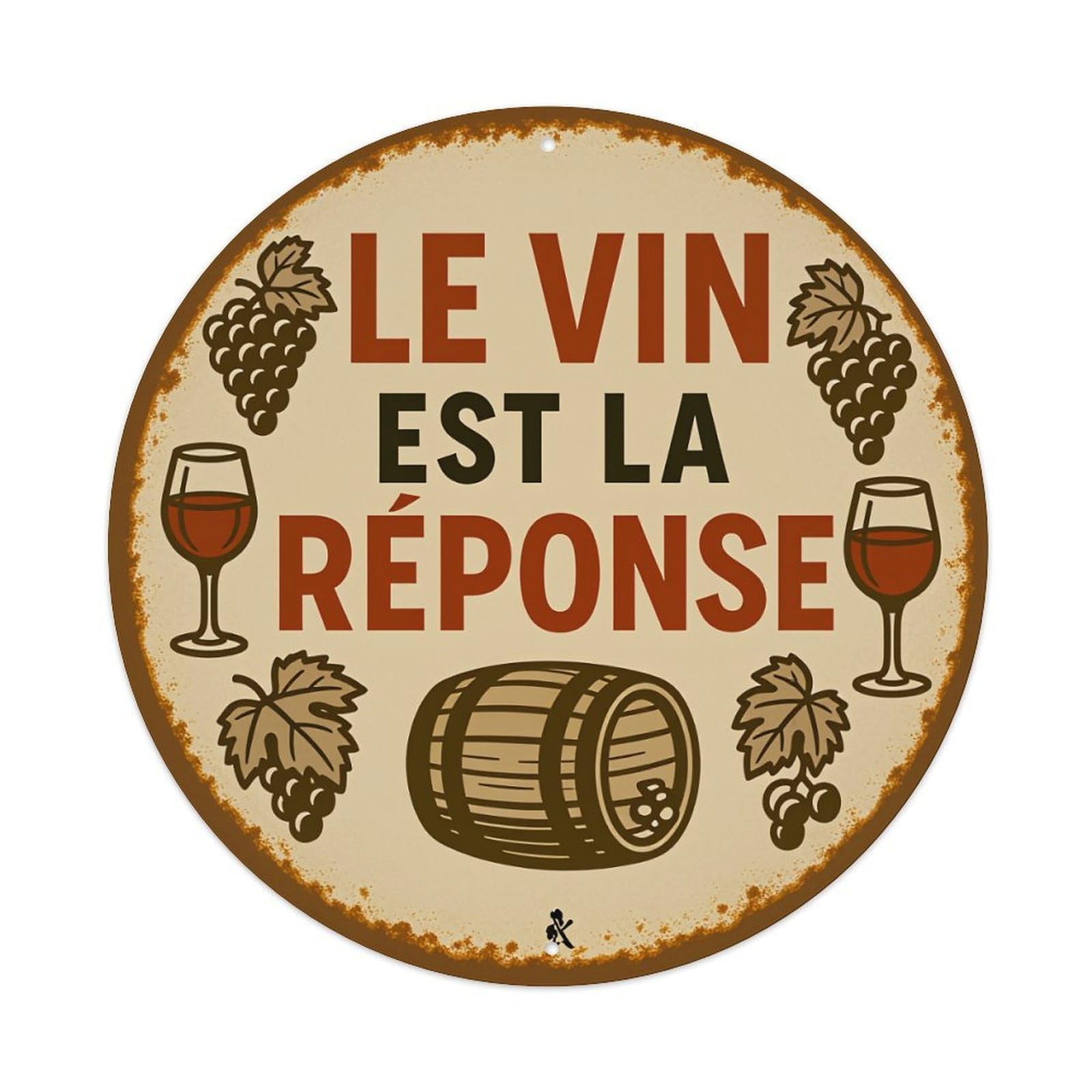 Wine Is The Answer Round Tin Sign Vintage Metal Poster Retro Bar, Home, Man Cave, Kitchen, Laundry Room Wall Art Decor Gift 8x8Inch