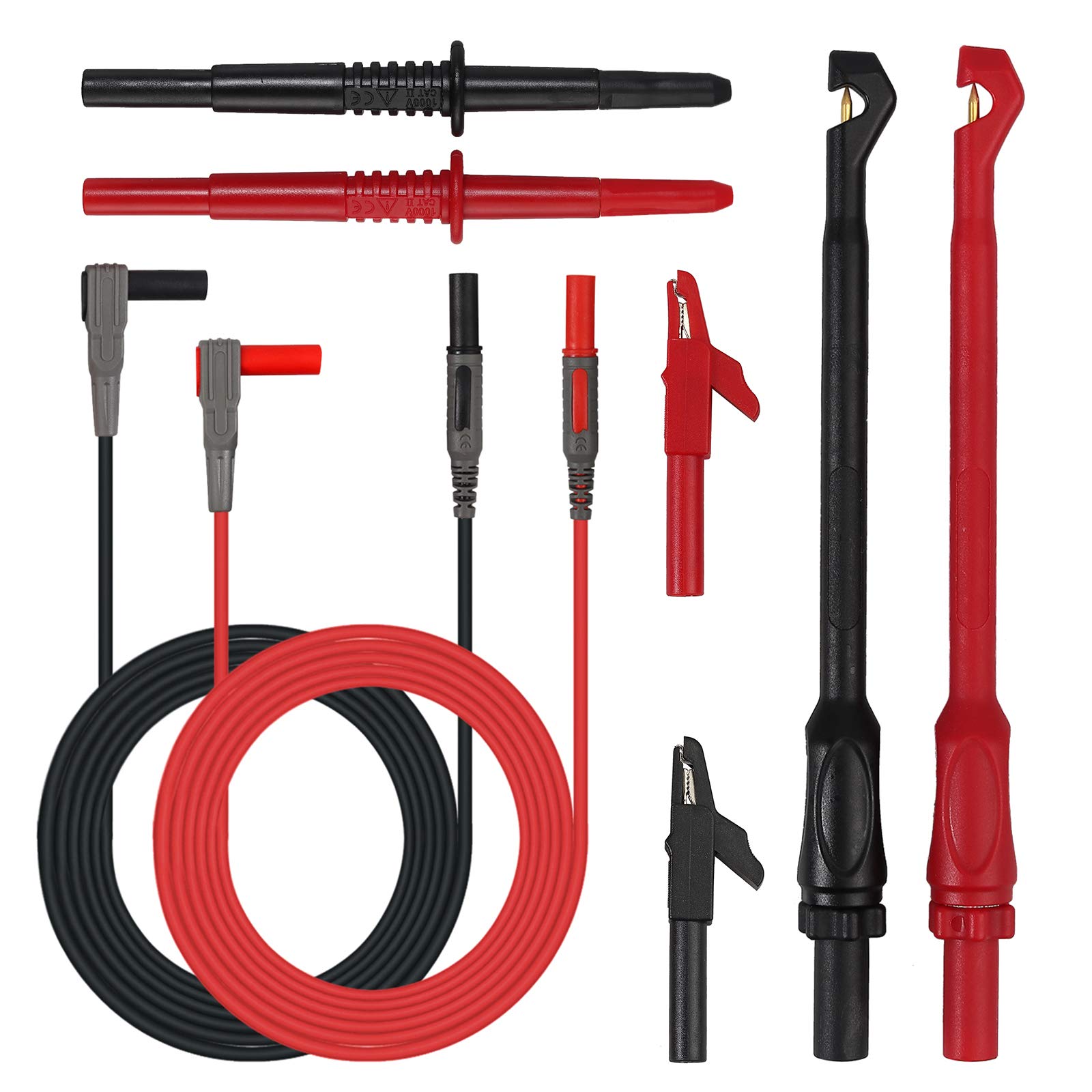 Bohaner Multimeter Test Leads Set 1000 V 10 A Measuring Cable Test Lead Test Probe Crocodile Clip Test Probe Multimeter Accessories for Voltage Circuit Tester 8 Pieces